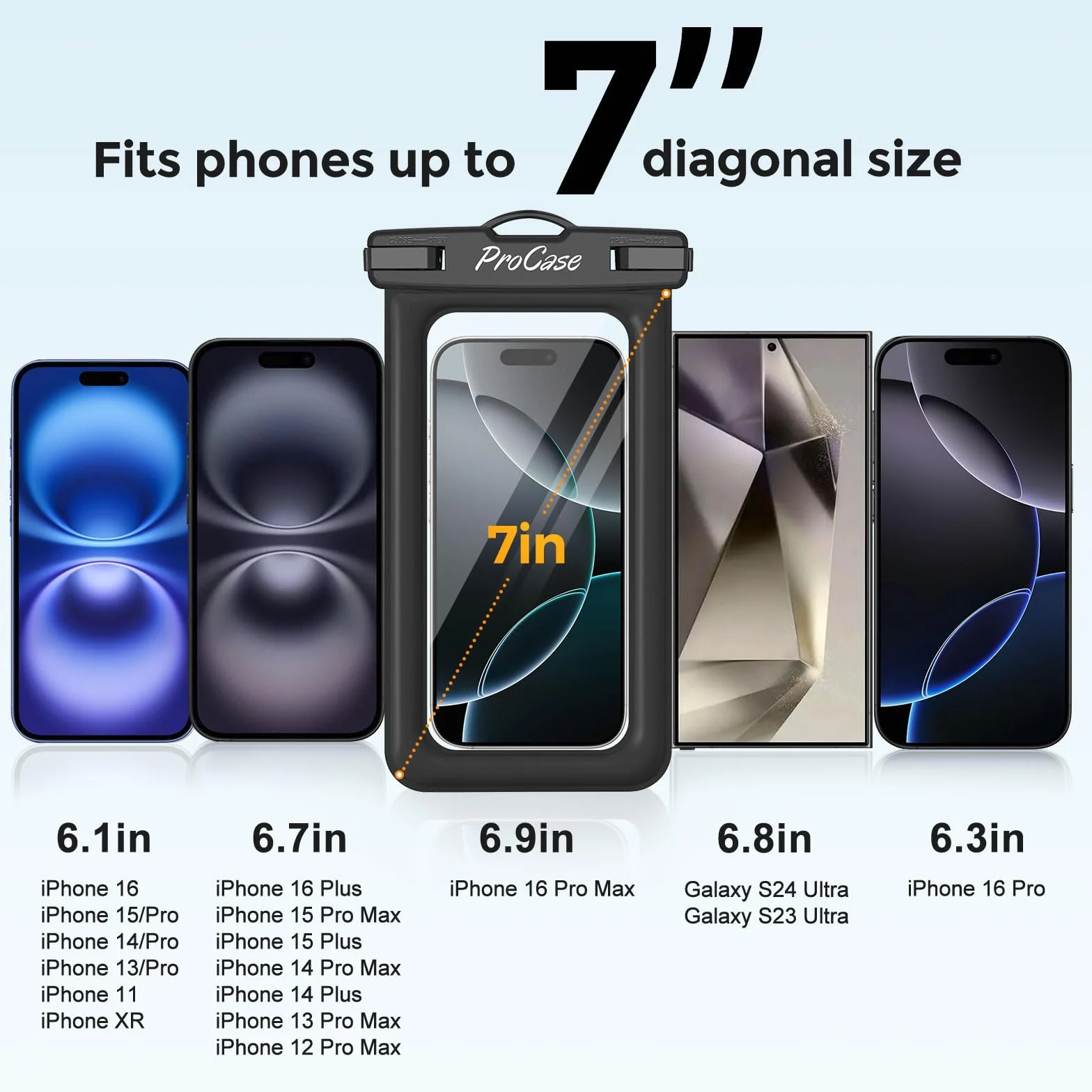 ProCase 2 sztuki pływających wodoszczelnych etui na telefon komórkowy, pływające wodoodporne etui na telefon komórkowy do iPhone 14 13 12 11 Pro Max/Galaxy A13 A53 S22 S21 i innych smartfonów – czarne
