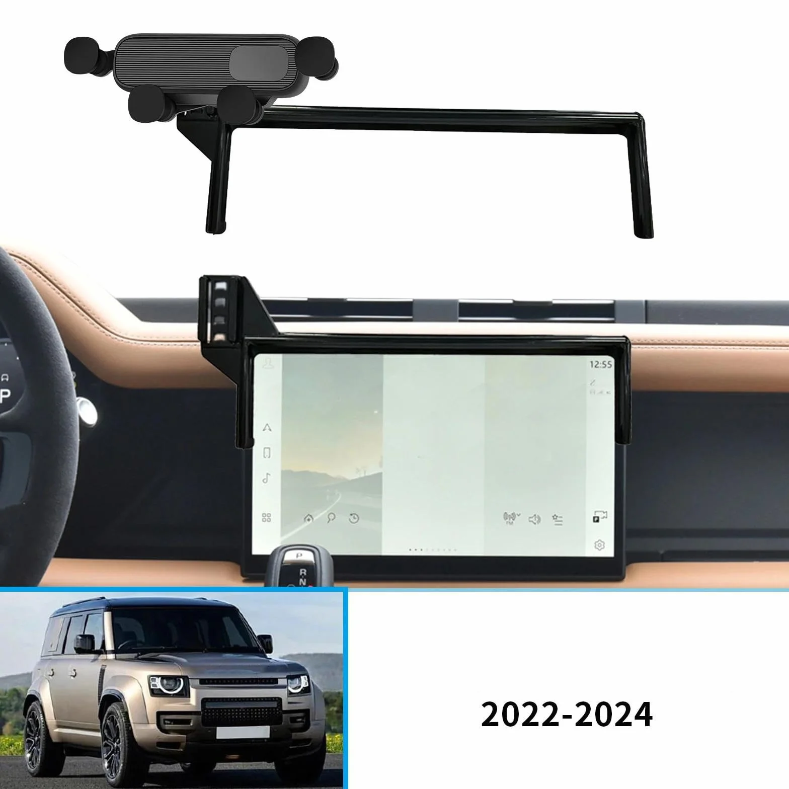 Uchwyt Samochodowy na Telefon dla Land Rover Defender 2022-2024, uchwyt samochodowy na telefon komórkowy, stojak na nawigację GPS (podstawa i uchwyt 6)