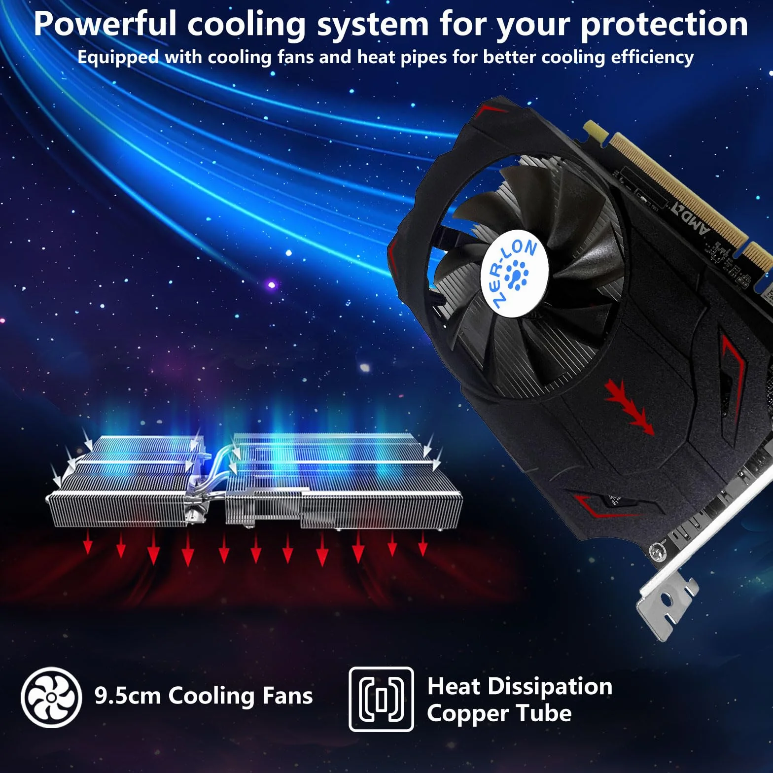 ZER-LON Karta graficzna Radeon RX 550 4 GB, GDDR5 128-bitowy PCIE 3.0 komputer gamingowy Gpu, karta graficzna 1183 MHz z portami HDMI/DP/DVI obsługuje 4K