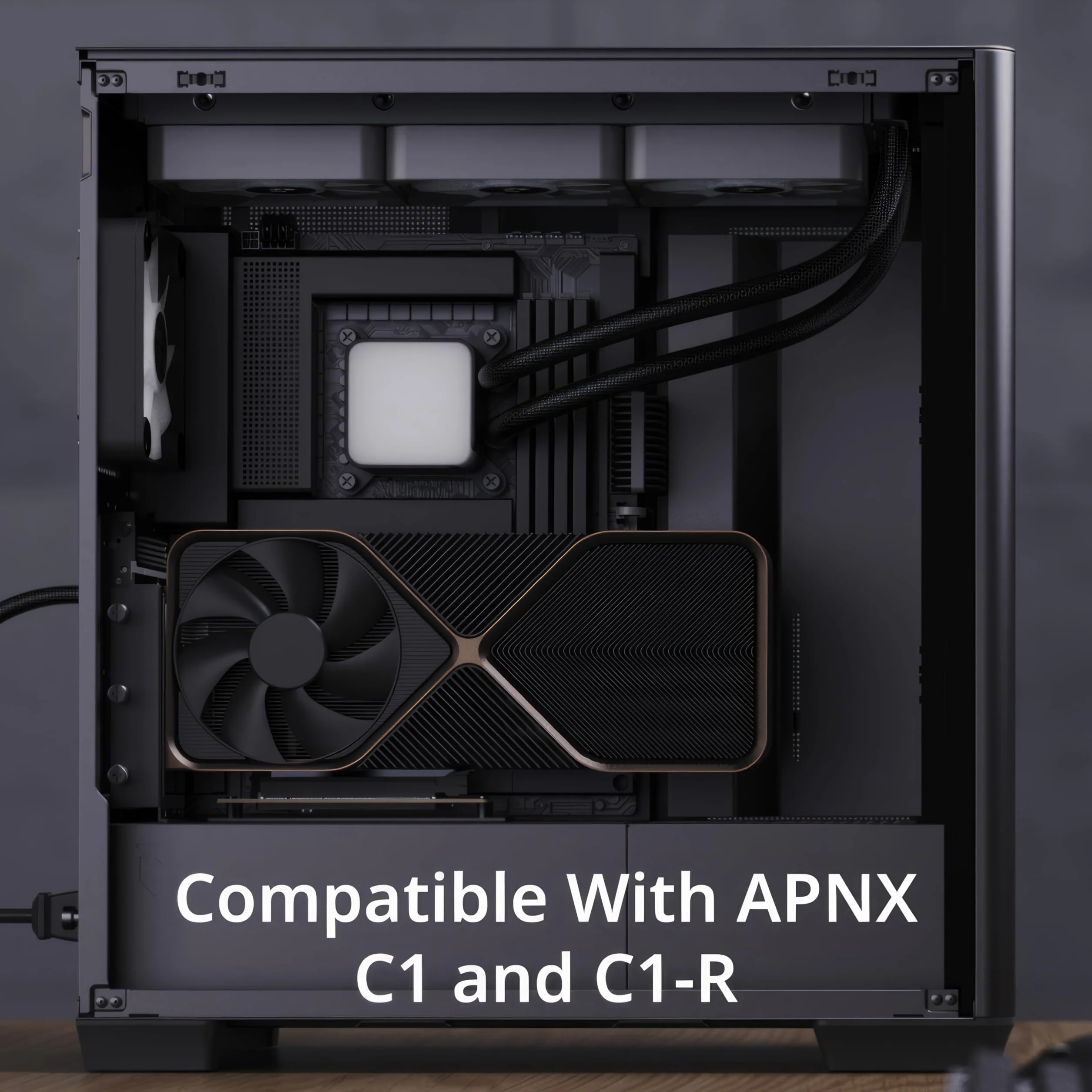 APNX Zestaw uchwytów pionowych GPU 1, PCI Express 5.0 X16 płaski kabel riser 150 mm, czarny