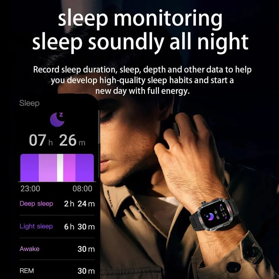 Dla Huawei Smart Watch dla Xiaomi wojskowy GPS inteligentny zegarek męski latarka kompas wodoodporny zewnętrzny sportowy tracker połączenia Bluetooth inteligentny zegarek (czarny silikonowy