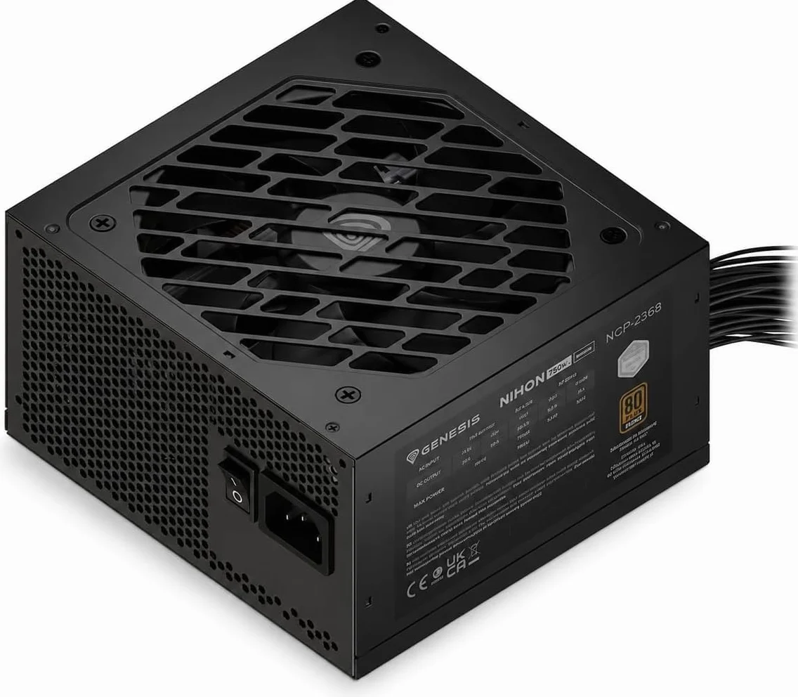Genesis Nihon 750NM Black Zasilacz komputerowy 750 W, ATX 3.1 80 Plus Bronze, Cybenetics Silver, 12 V-2 x 6, wentylator FDB 120 mm, 8x SATA, 3x PCI-E, niemodułowy