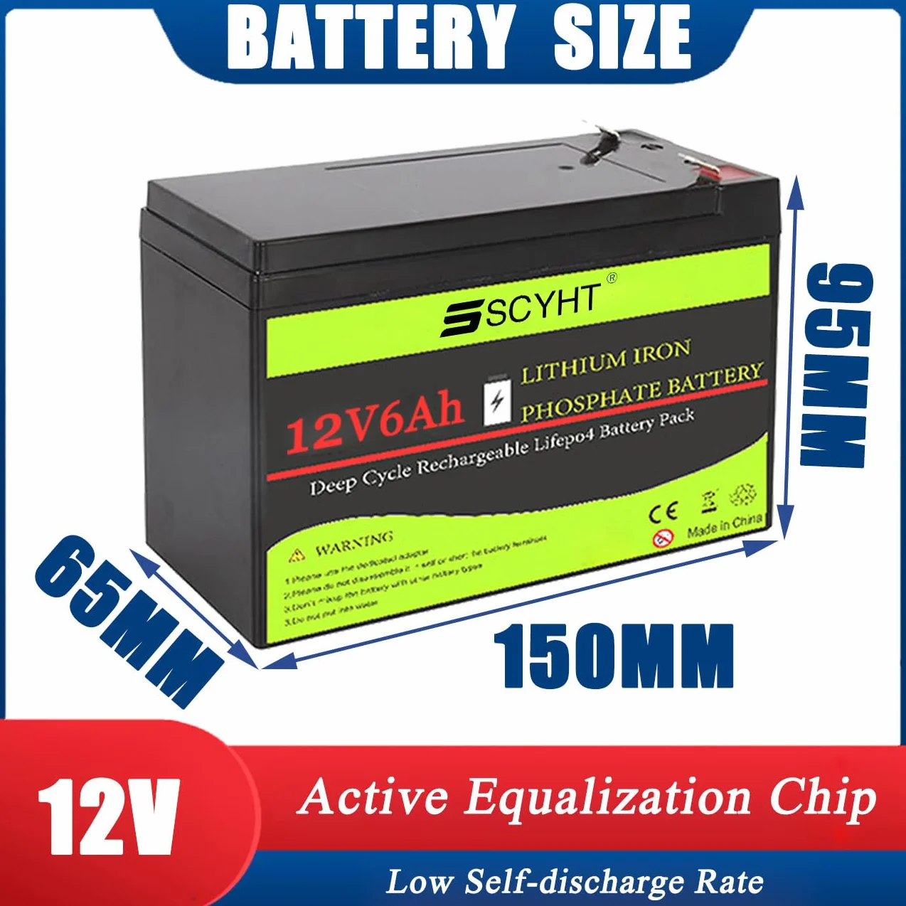 Akumulator litowy 12 V 6 Ah Akumulator LiFePO4 6 Ah Akumulatory zamienne do silników o mocy maks. 80 W, pasujące do zabawek elektrycznych i nie tylko,12v6ah 6pack