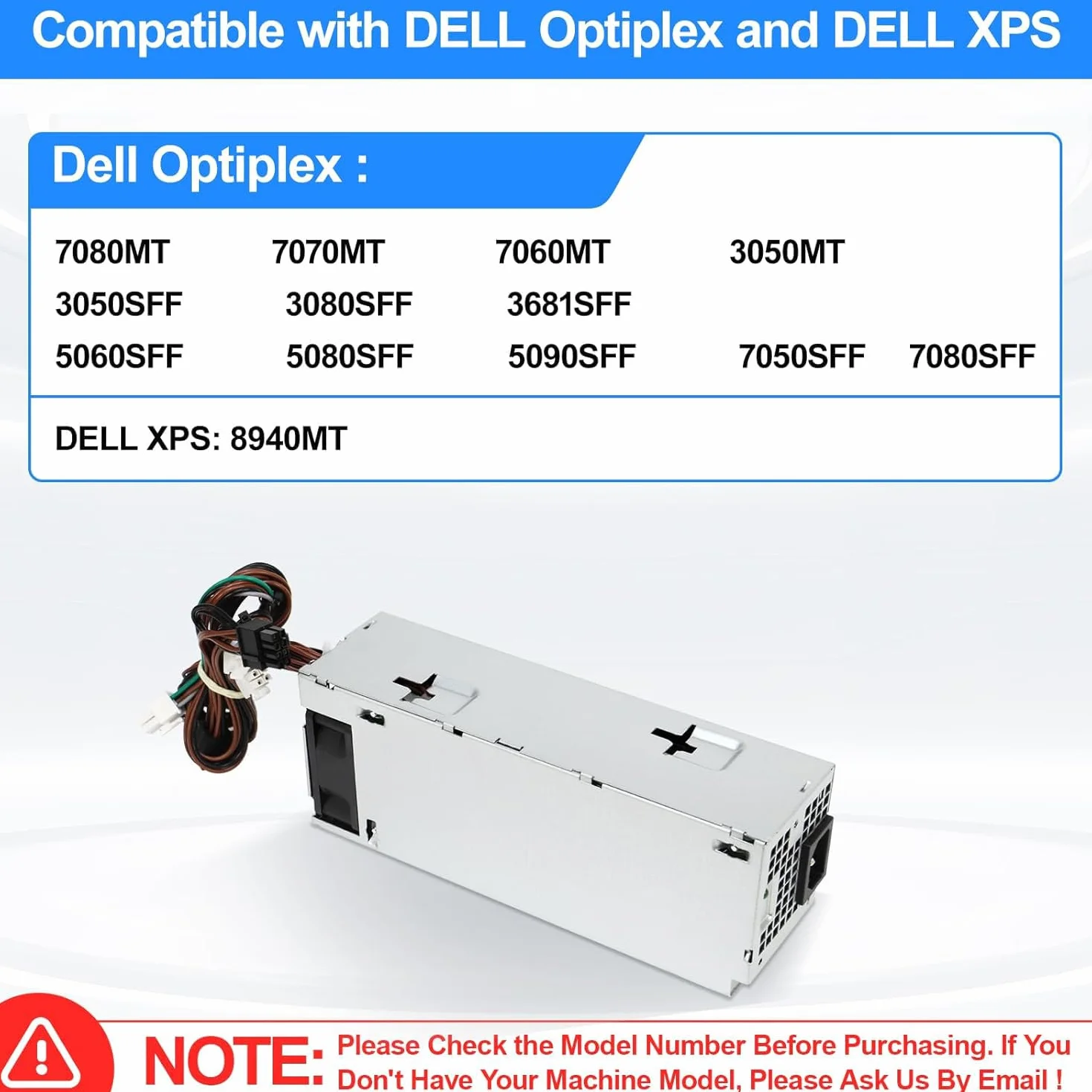 S-Union D500EPM-00 zasilacz 500 W kompatybilny z Dell Optiplex 7080MT 7070MT 7060MT 3050MT 3050 3080 3681 5060 5080 5090 7080 XPS 8940 MT 5K7J880 Y7R00 X H500EPM-00 H460EBM-00 zasilacz