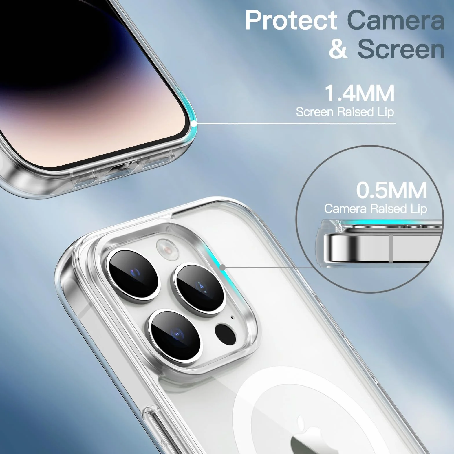 JETech Magnetyczna Etui dla iPhone 14 Pro Max 6,7 Cala Kompatybilny z MagSafe Bezprzewodowy Ładowanie, Antywstrząsowy Phone Bumper Case, Przezroczysty Tył, Odporny na Zarysowania (Przezroczyste)