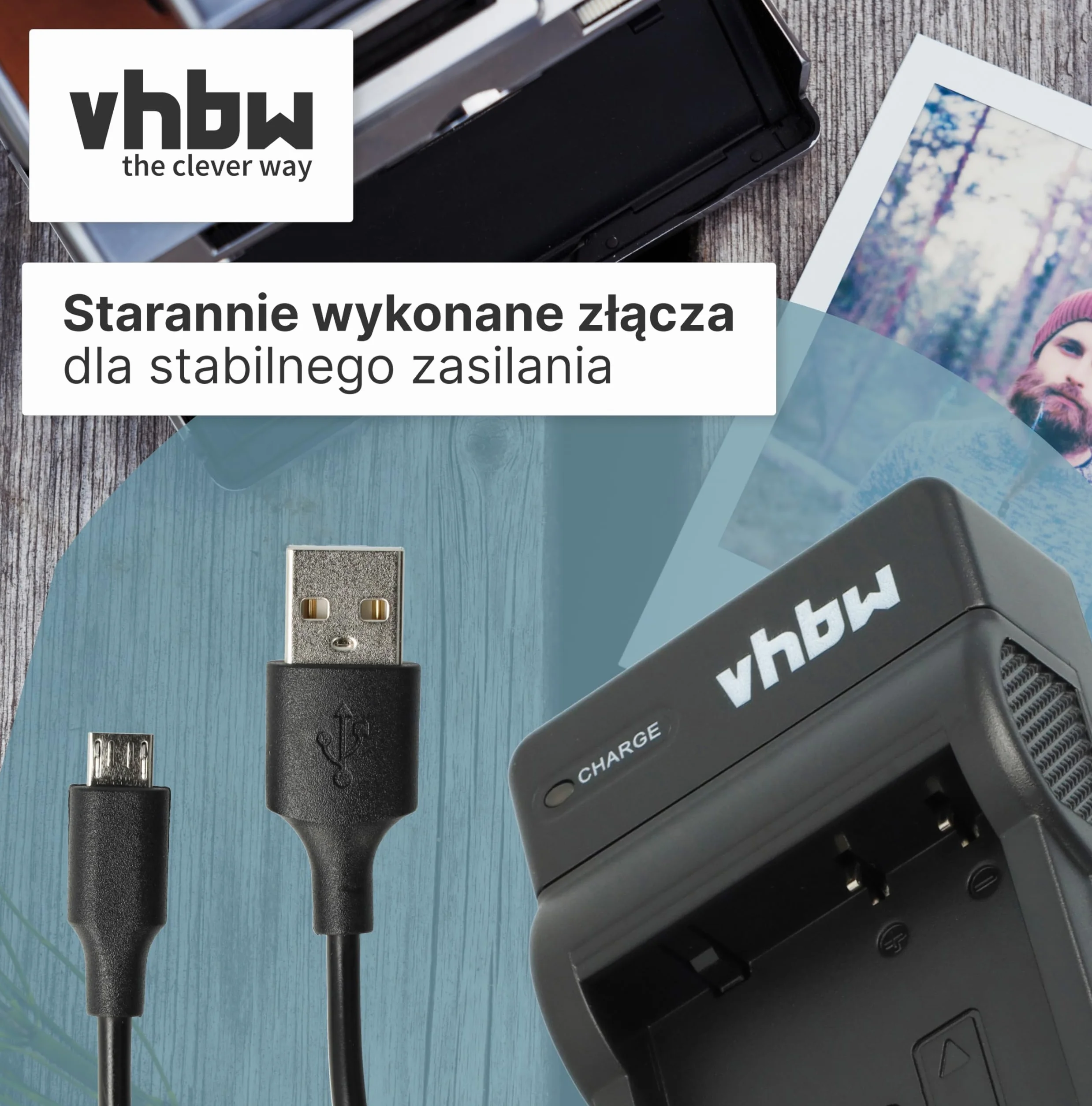 vhbw Ładowarka kompatybilna z Fujifilm Instax 90 Mini Neo Classic, kamerą, baterią, stacją ładującą, wskaźnikiem poziomu naładowania