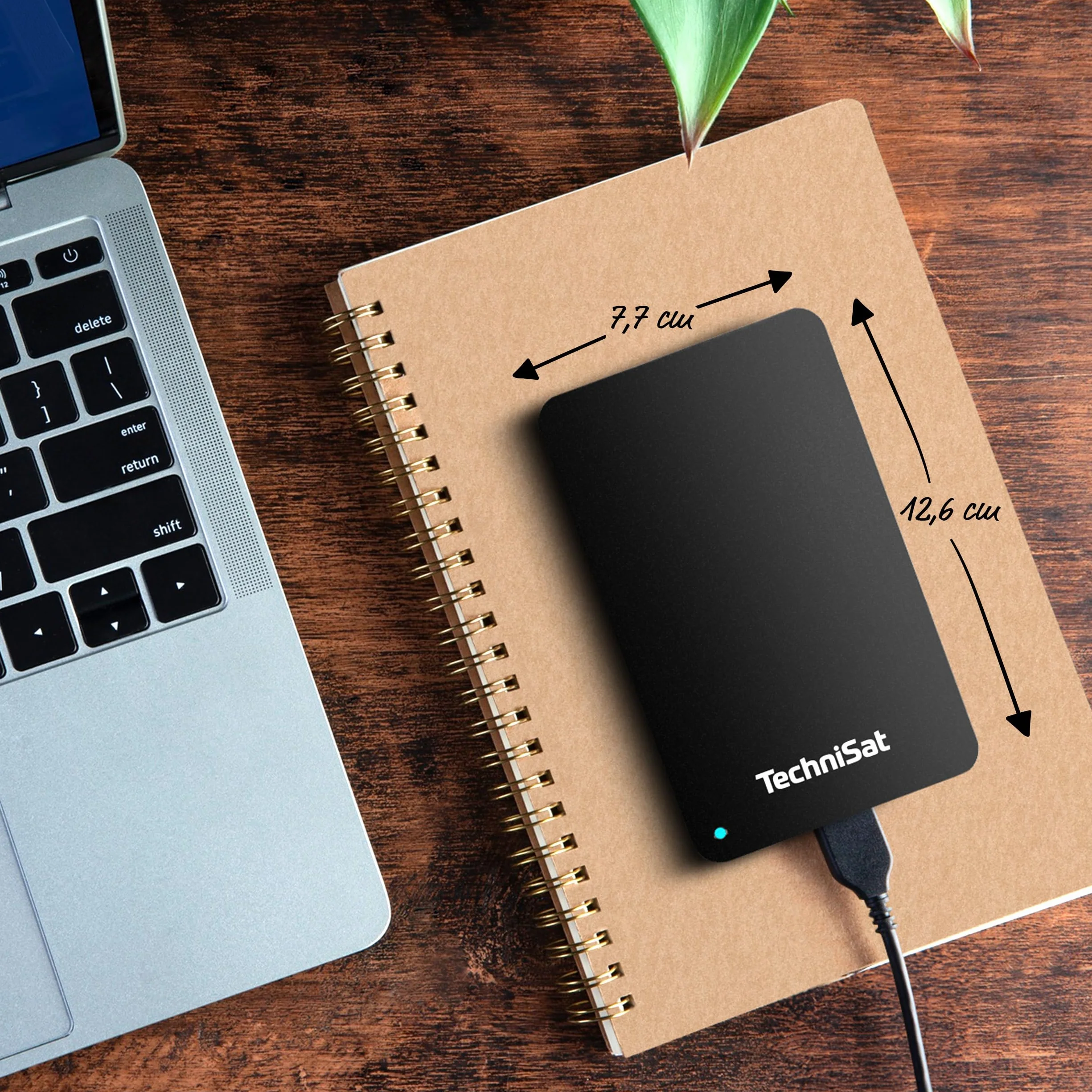 TechniSat STREAMSTORE 24-2,5" dysk twardy USB 3.2 z pamięcią 1 TB i wyświetlaczem LED (pojemność 1000 GB, szybkość transmisji 5 GB/s, kabel USB typu A)