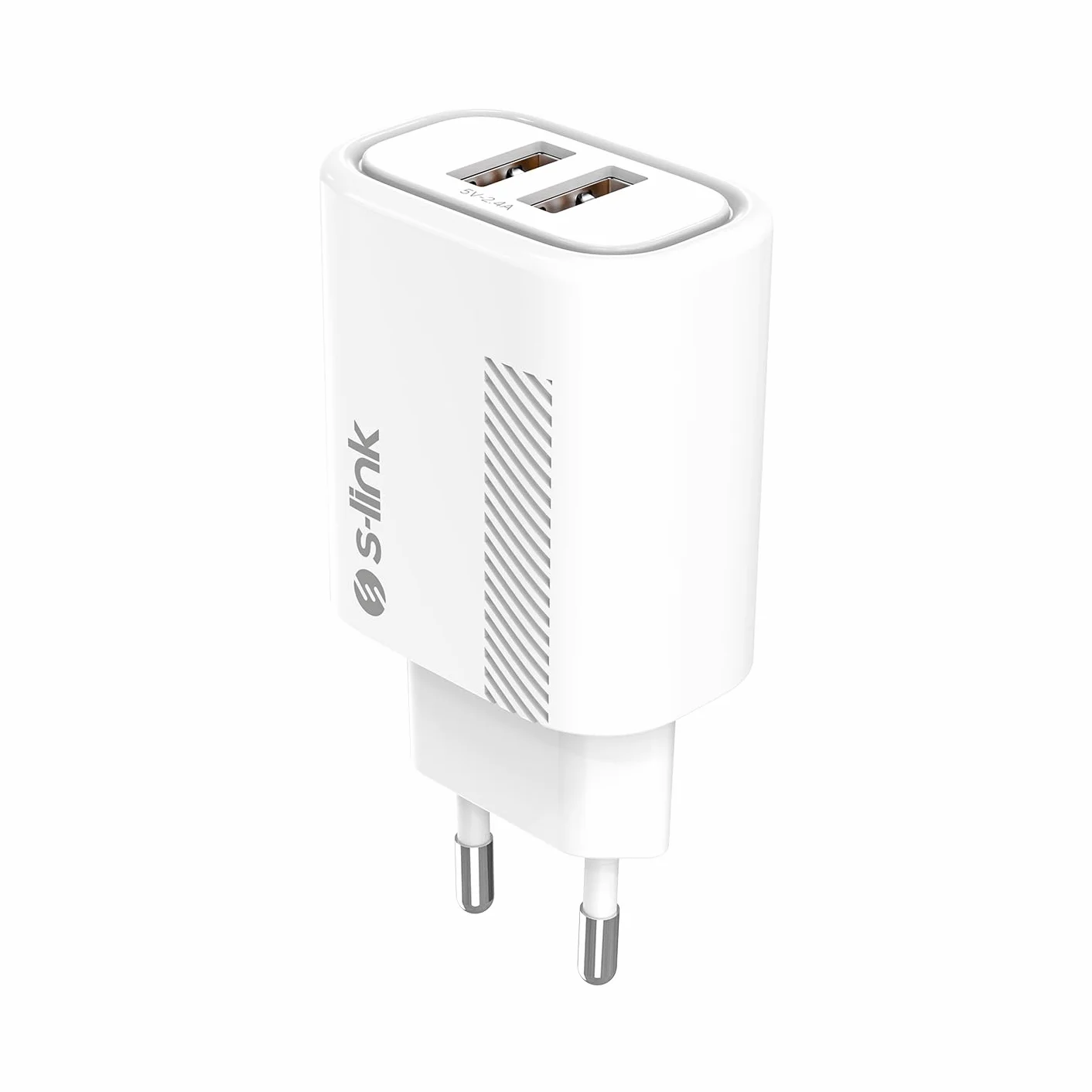 S-link SL-EC50 (SL-EC50T) 5V 2400MA kabel typu C 2 wyjścia USB biały domowy adapter ładowania