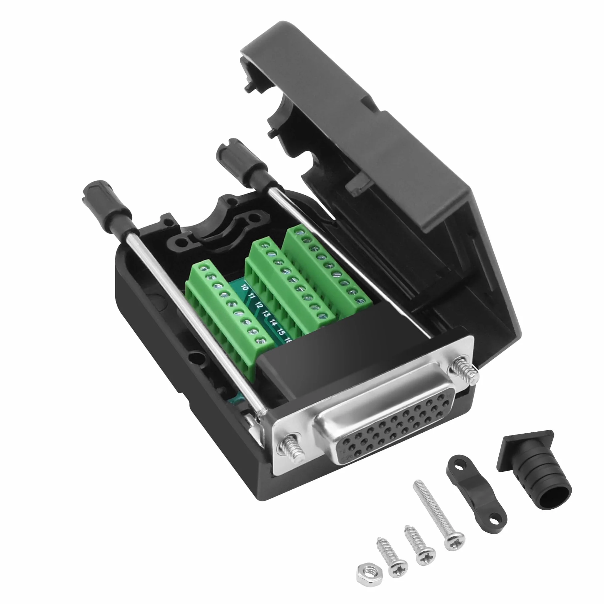 XMSJSIY DB26 gniazdo bezlutowe Breakout złącze adapter RS232 D-SUB 26 pin szeregowy do PCB Terminal Block Moduł Board do okablowania DIY