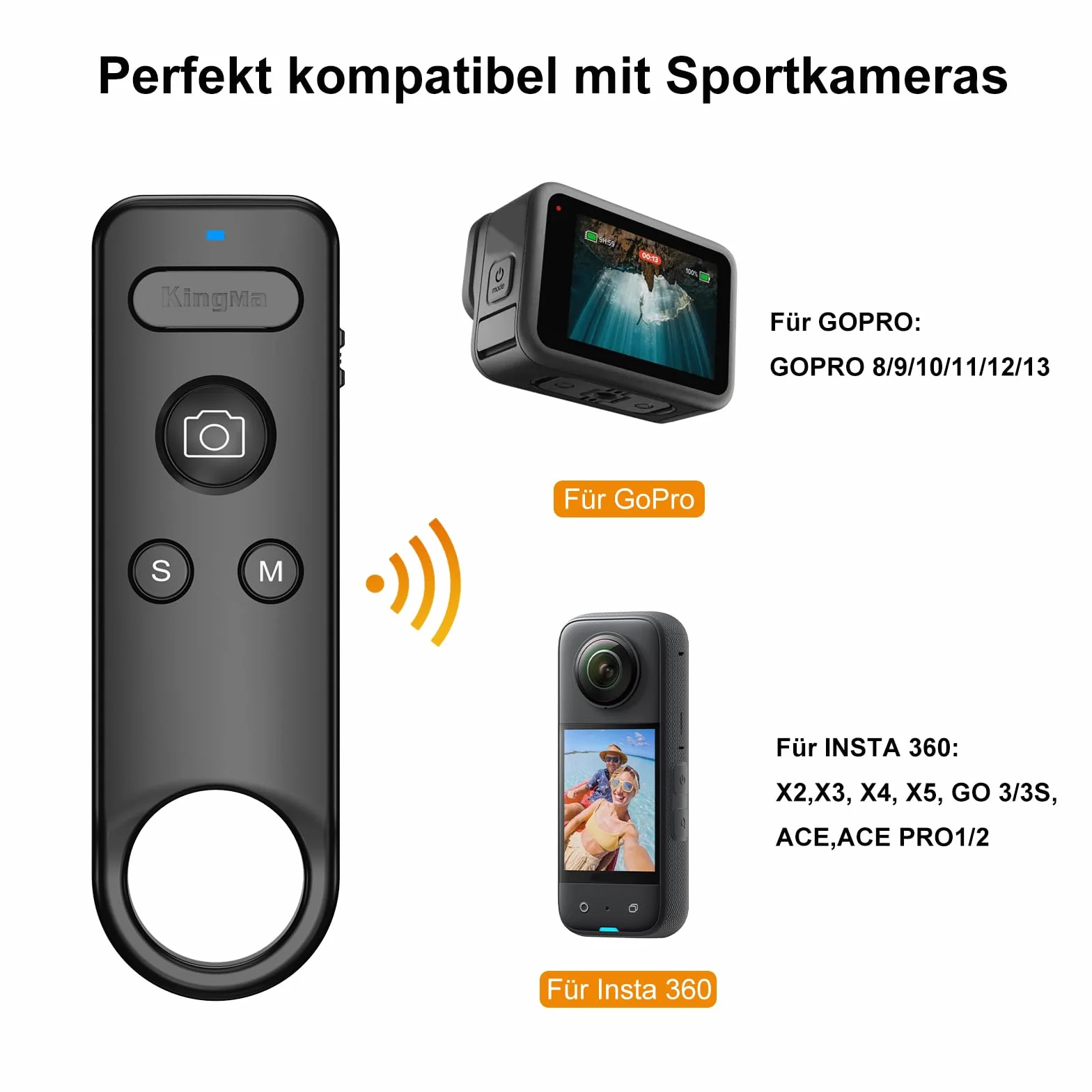 Wireless Insta 360 ACE Remote Pro 13 Bluetooth Control kompatybilny z Insta360 X2-5, GO 3-3S i 8/9/10/11/12/13