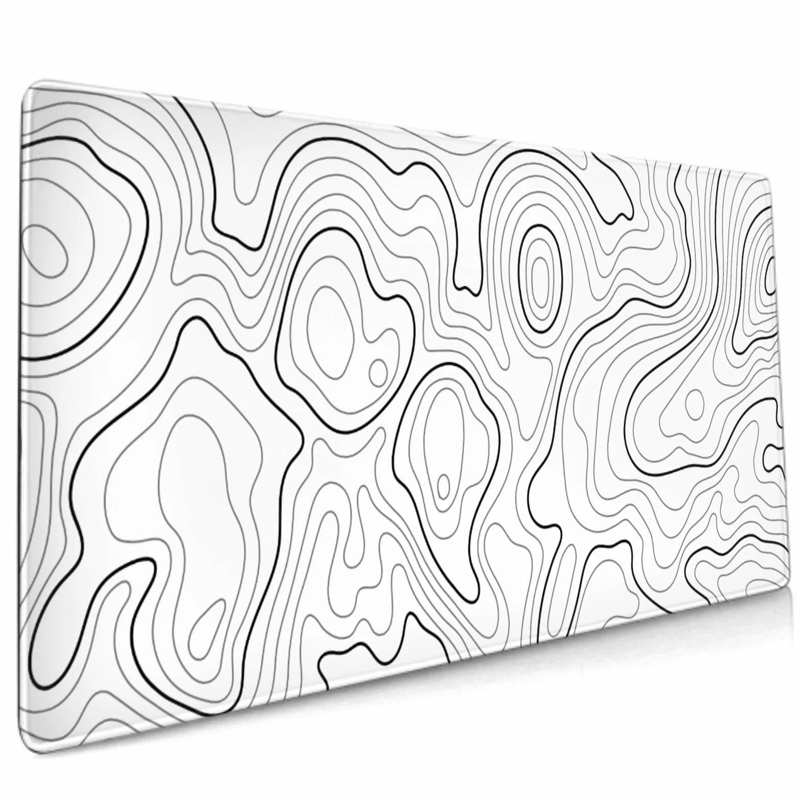 Biała topograficzna podkładka pod mysz do gier 80 x 40 cm XXL geograficzne linie mapy pełna podkładka pod mysz rozszerzona duża antypoślizgowa gumowa podkładka pod klawiaturę z przeszytymi krawędziami