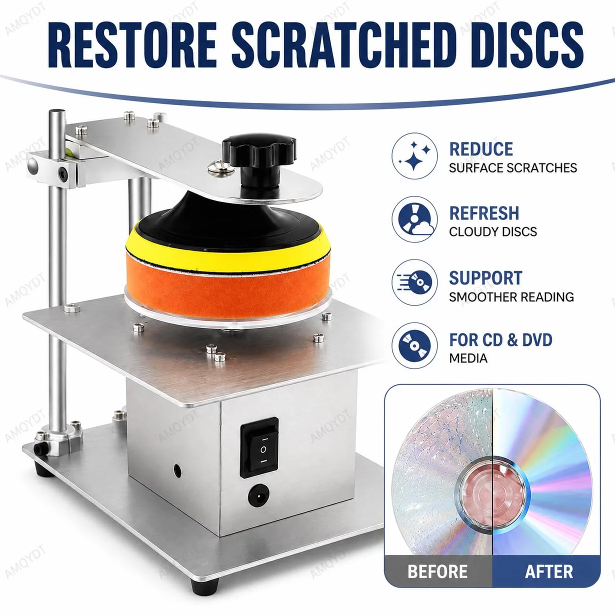 Urządzenie Do Renowacji Płyt Cd Dvd, Urządzenie Do Naprawy Płyt Z Silnikiem O Mocy 200 W, 7-biegową Regulacją 1000-6000 Obr./min I Obrotami Do Przodu I Do Tyłu, Do Usuwania Zarysowań Powierzchni,