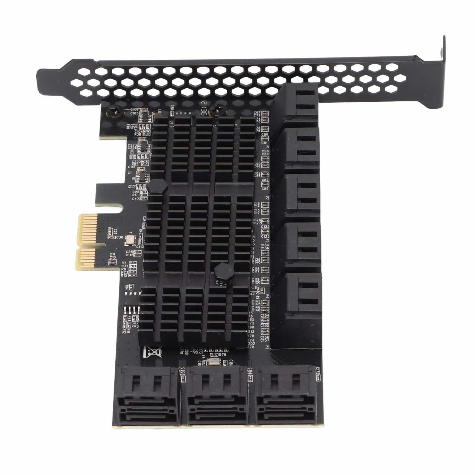 Fdit Adapter PCIe SATA, 16-portowy kontroler SATA 3.0, karta rozszerzeń PCI Express X1, kompatybilna z gniazdem X4/X8/X16, do Server/2003/Vista/7/8 (32/64 bit)/MAC/Linux