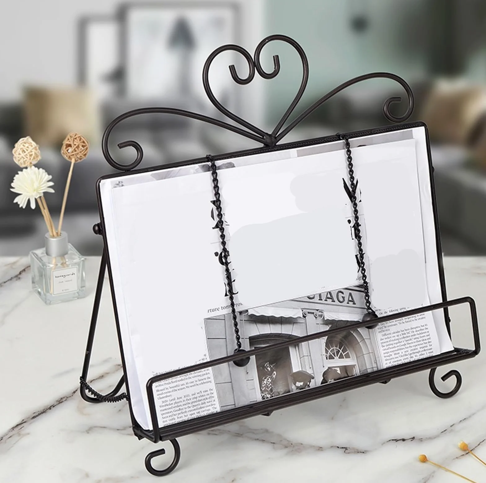 Metalowy organizer do przechowywania płyt winylowych, prosty stojak na dokumenty, książki i czasopisma, klasyczny design do domu i biura, trwałe i stylowe rozwiązanie do przechowywania