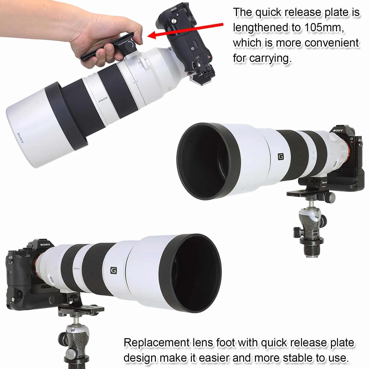 Podstawa mocująca obiektywu Zamiennik nóżka statywu Pierścień mocujący kompatybilny z obiektywem Sony FE 200-600mm f/5.6-6.3 G OSS Lens SEL200600G, uchwyt wspornik obiektywu z szybkozłączką Arca-Swiss