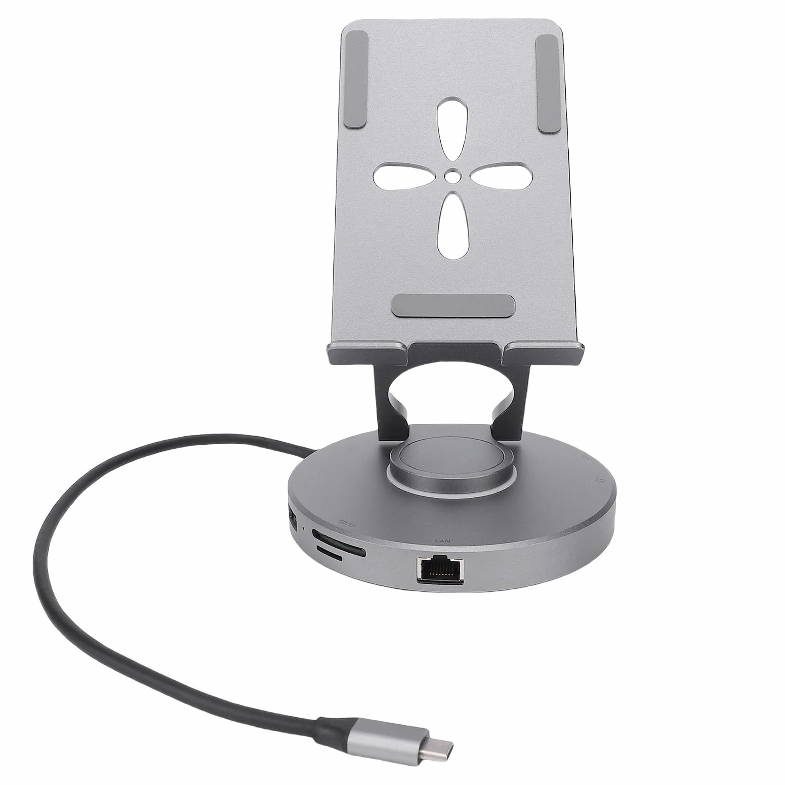 Tosuny Regulowana Stacja Dokująca do Tabletu 10 W 1 |Podstawa Koncentratora USB C z Obrotem 360° o Mocy 100 W i Czytnikiem Kart USB 3.0, Gniazdem 3,5 Mm