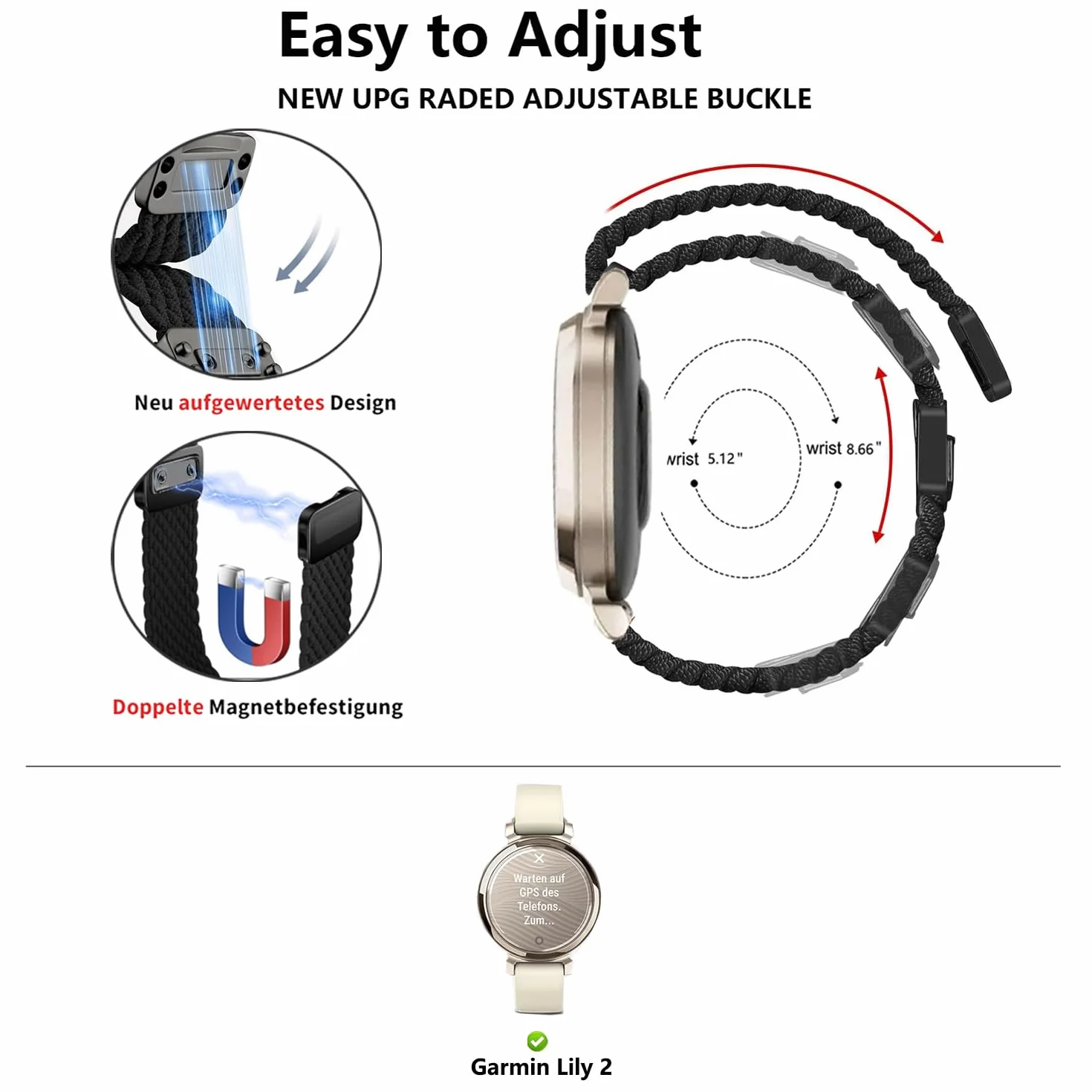 Pleciona opaska do Garmin Lily 2, pasek 14 mm elastyczny