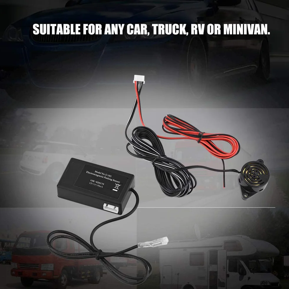 Goshyda Czujnik parkowania, uniwersalny całkowicie wbudowany elektromagnetyczny indukcyjny, alarm cofania, czujnik parkowania do samochodu, ciężarówki, RV, minivana