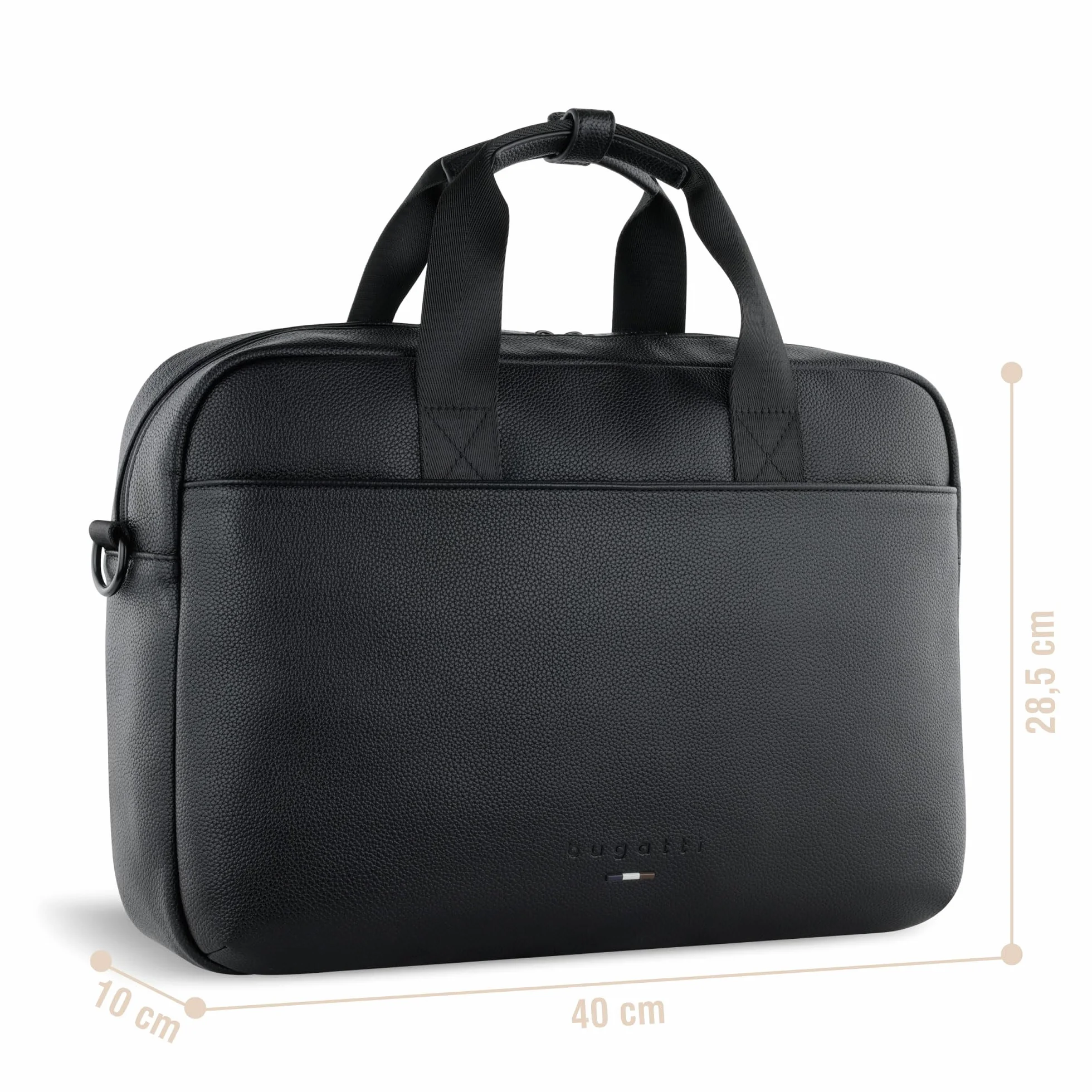 bugatti Rico aktówka, elegancka torba biznesowa z kieszenią na laptopa 15", czarna, czarny, Mittelgroße