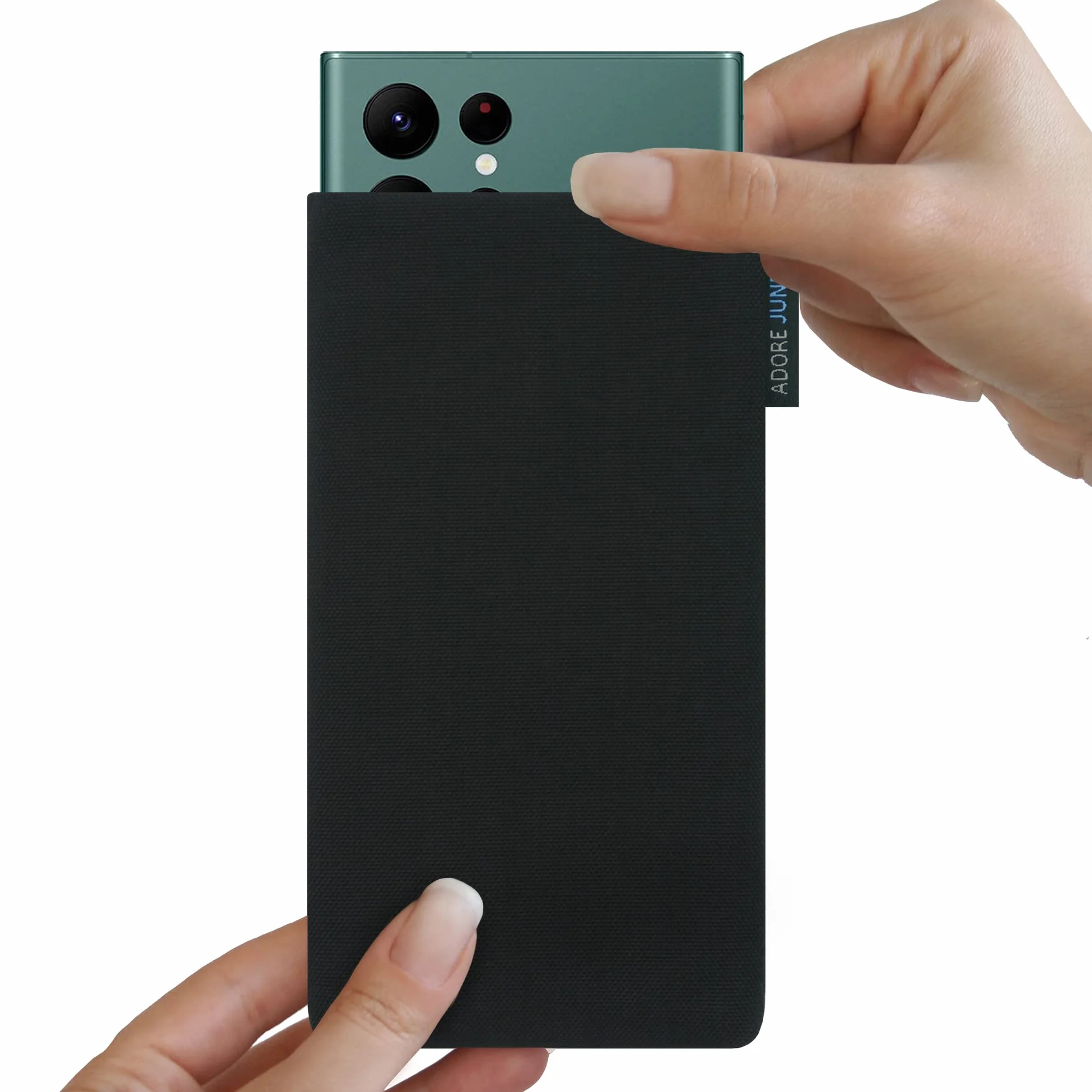 Adore June Classic Black Ochronny Pokrowiec kompatybilny z Galaxy S23 Ultra/Galaxy S22 Ultra, wytrzymały zestaw tekstylny z wyświetlaczem czyszczącym