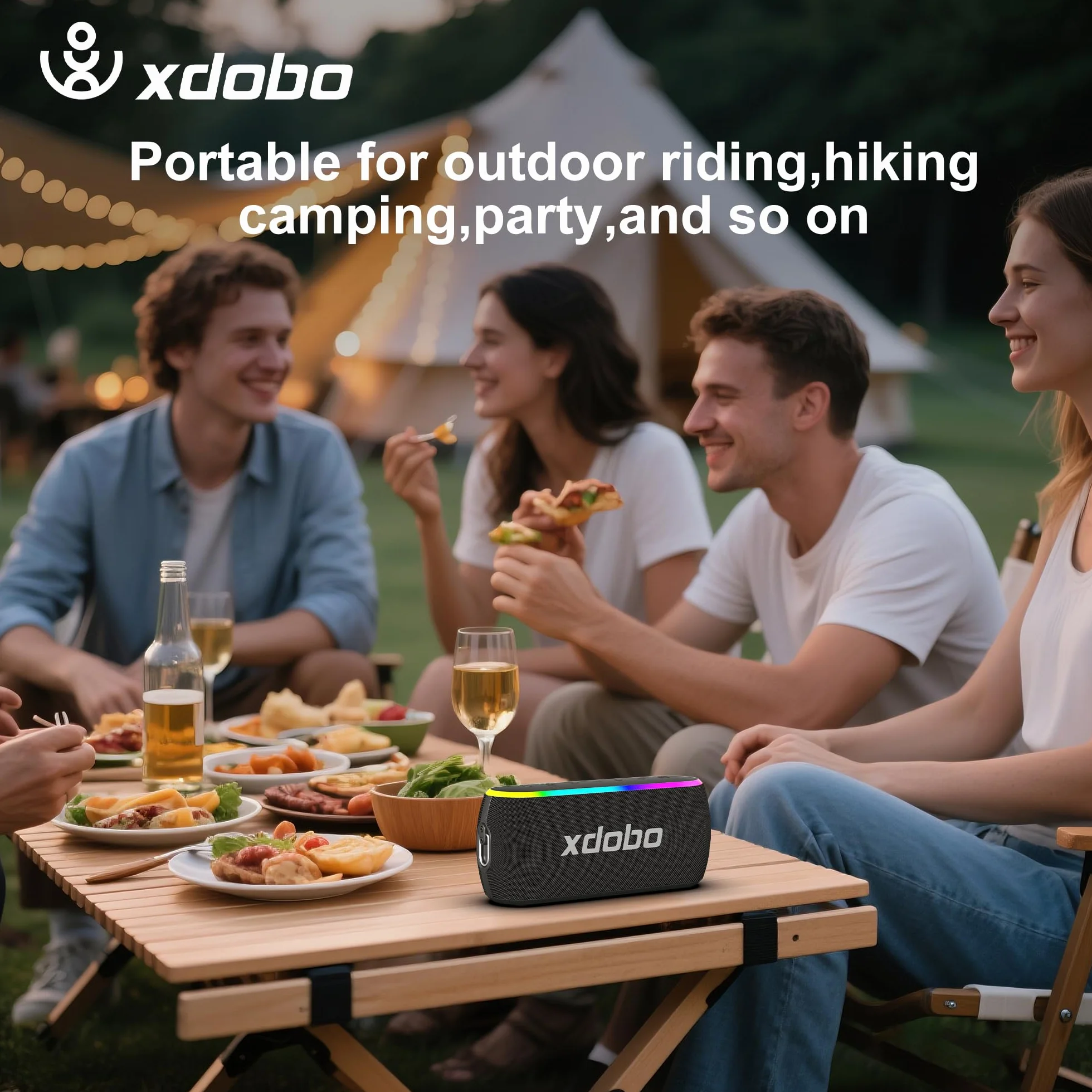 xdobo X8 III przenośny głośnik Bluetooth, 60 W ze światłami RGB, dźwięk przestrzenny TWS, typ C