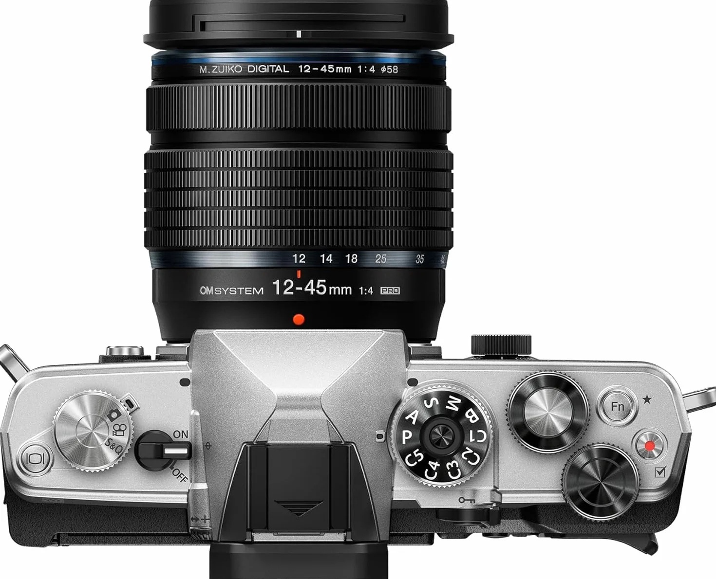 OM SYSTEM OM-5 Aparat Cyfrowy Mikro 4/3 - Srebrny z Obiektywem 12-45mm PRO | Matryca BSI 20 MP, 5-osiowa stabilizacja, certyfikat IP53, wideo 4K, filtry Live ND i uszczelniony metalowy korpus.