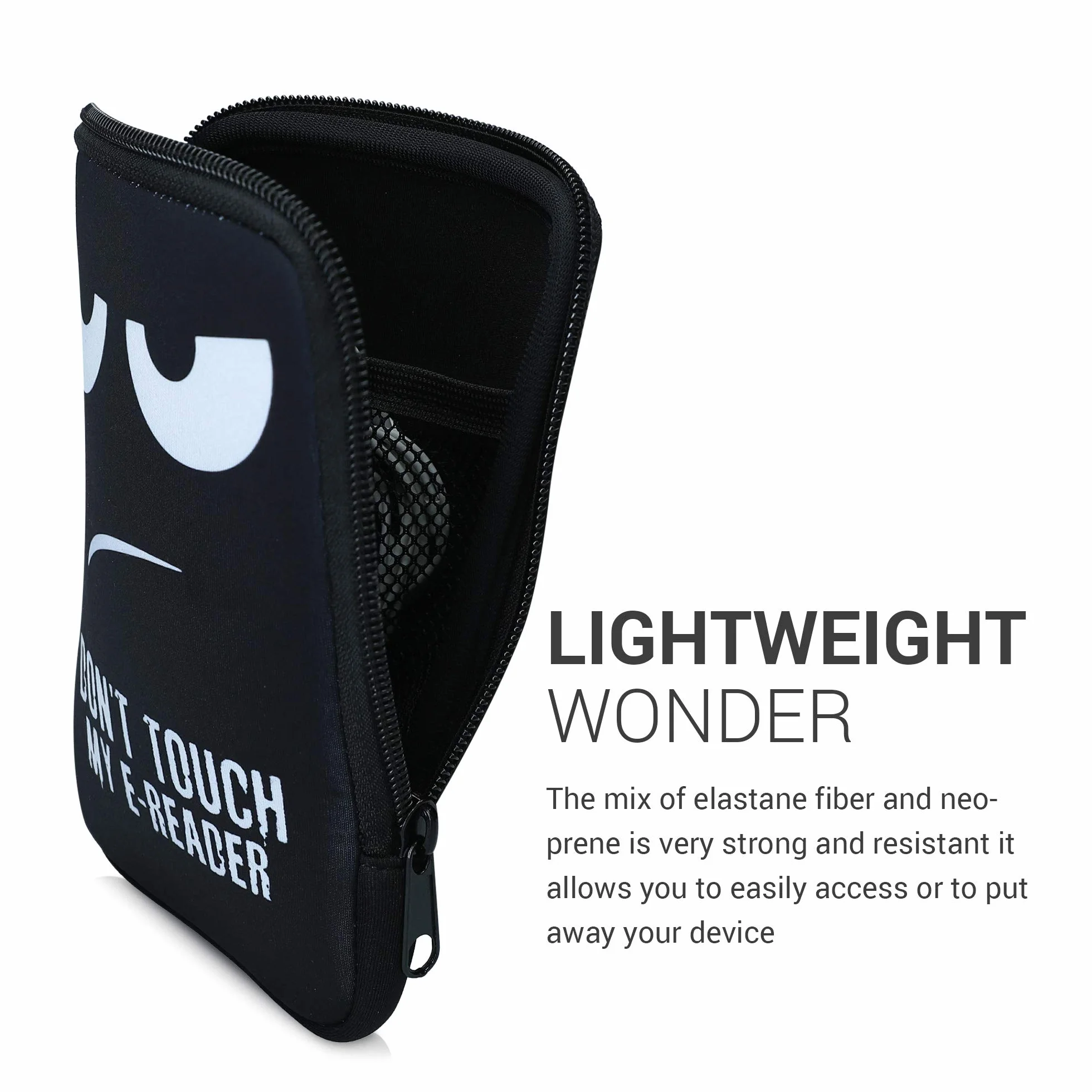 kwmobile pokrowiec ochronny do czytnika e-czytników - Etui ochronne 17 x 12 x 2 cm do neoprenowego e-czytnika - biało-czarne