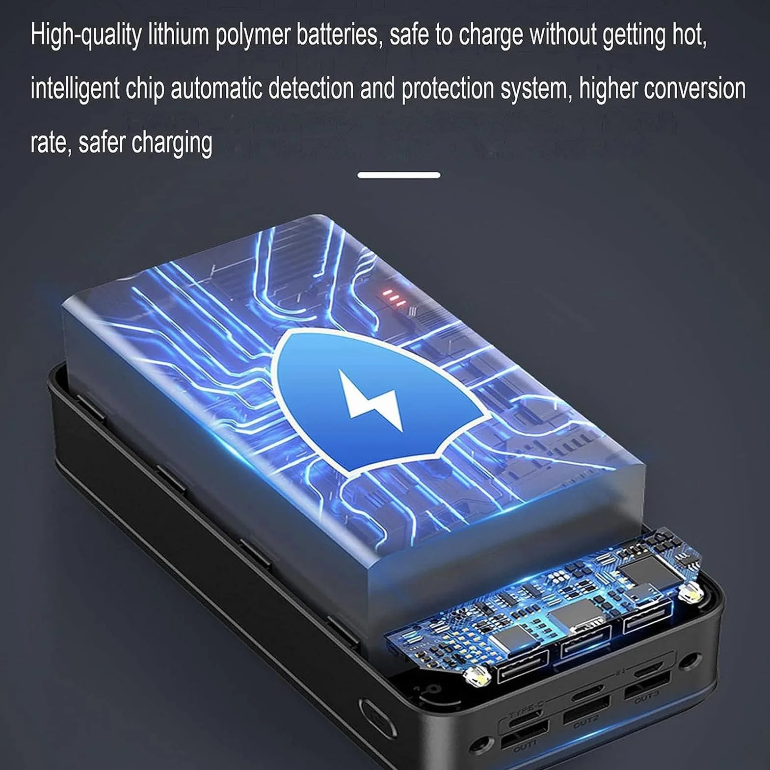 Power Banks 50000mAh przenośna ładowarka prosta stylowa i kompaktowa konstrukcja szybkie ładowanie do inteligentnych telefonów, tabletów, aparatu (czarna)