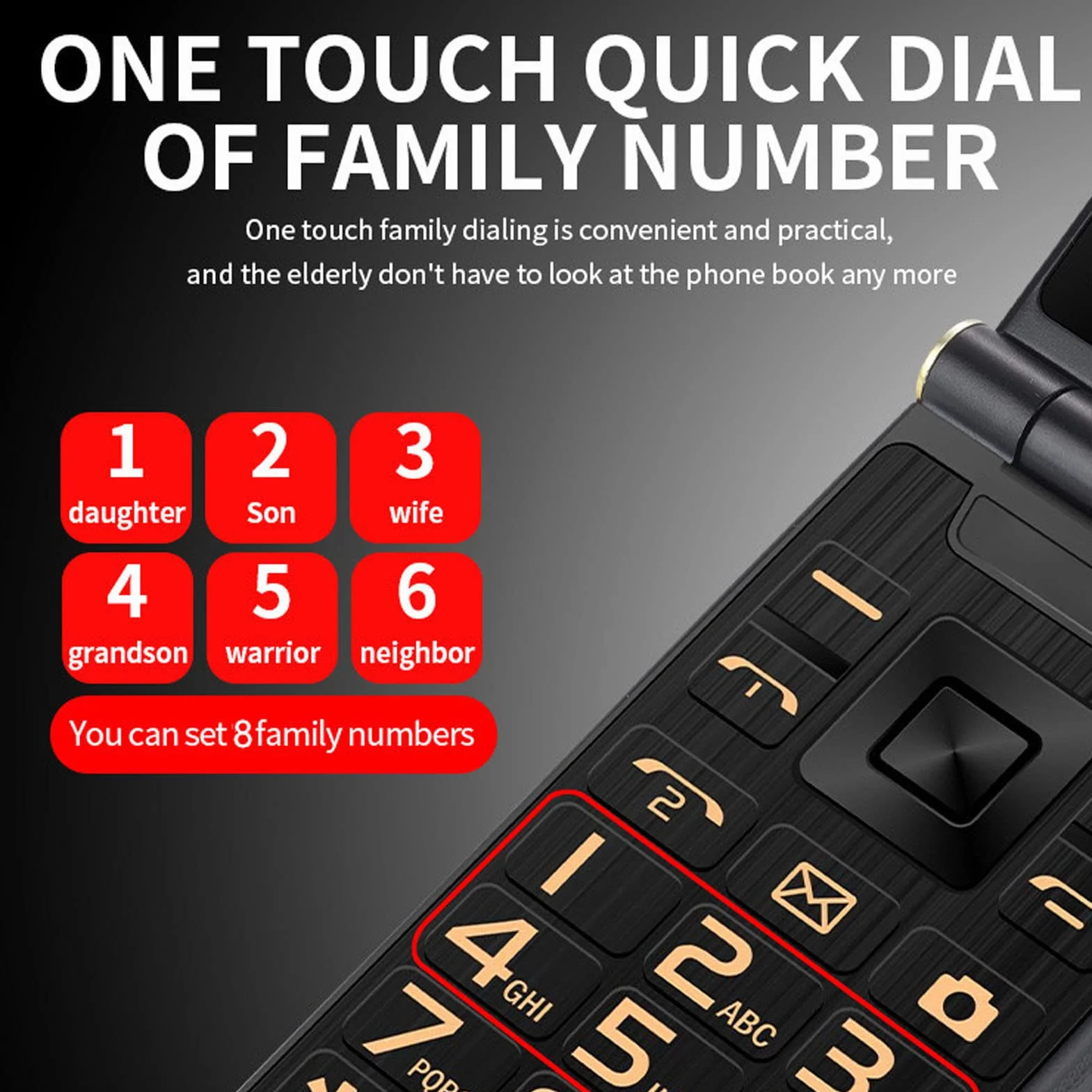Telefon z klapką dla Seniorów, Odblokowany Telefon Komórkowy 2G Dual SIM, 3-calowy Podwójny Ekran, Bateria 5900 MAh, głośność Dużego Przycisku, Obsługa Odtwarzacza Muzycznego (Zmatowiały kolor)