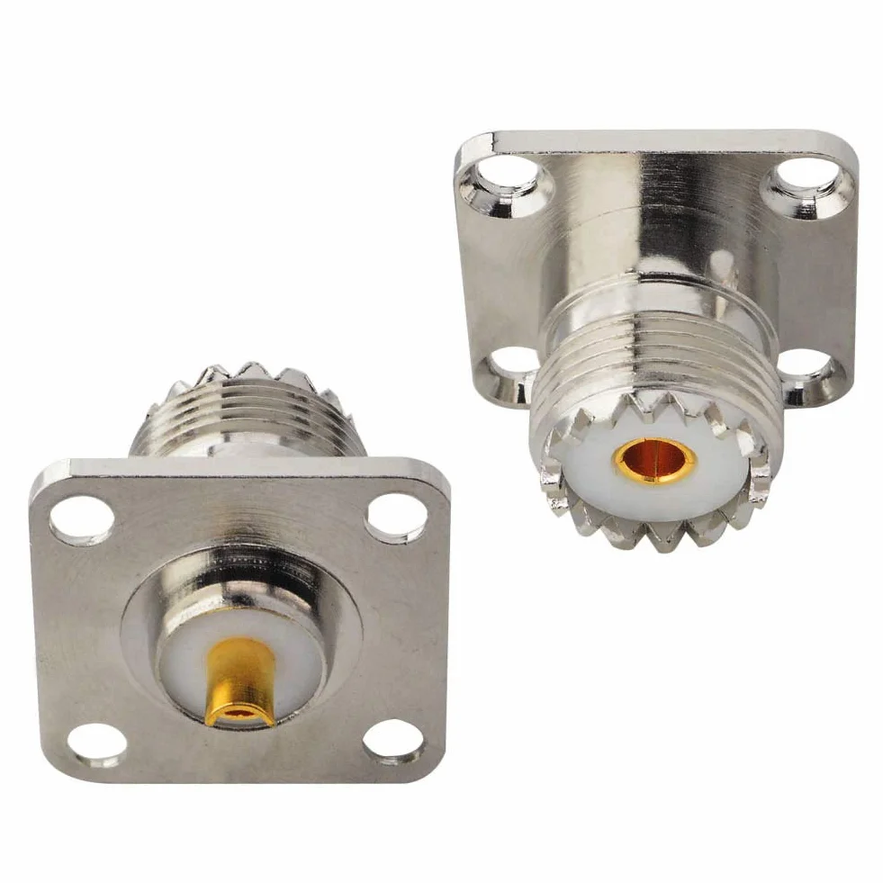 UHF żeńska wtyczka SO239 4 otwory panel podwozie uchwyt kołnierz lutowniczy RF koncentryczny adapter złącza koncentrycznego do PL259 wtyczka męska zestaw 2