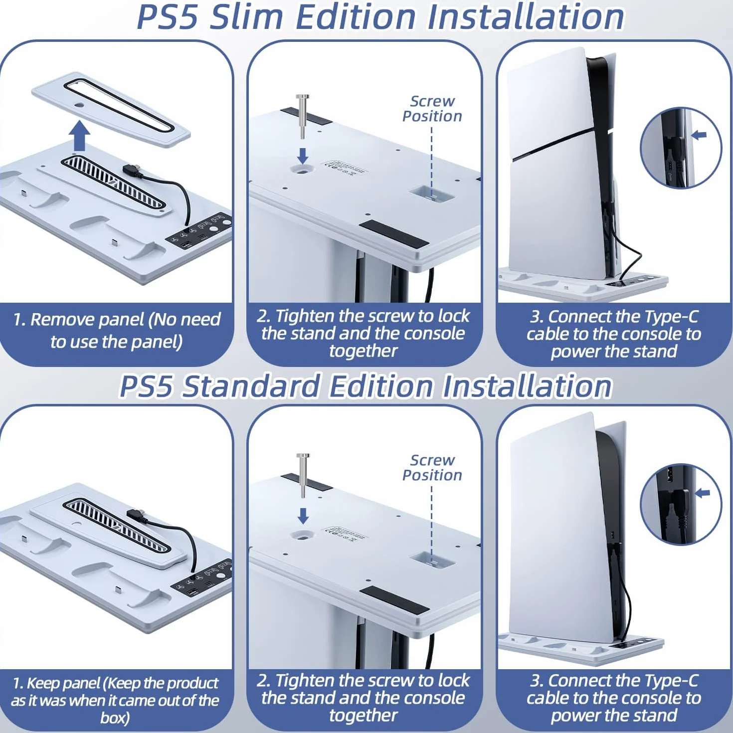 Wigearss Pionowy uchwyt do PS5/PS5 Slim/PS5 Pro z wentylatorami chłodzącymi, wielofunkcyjny ze światłem RGB, ładowarką do sterowników i portem typu C i USB
