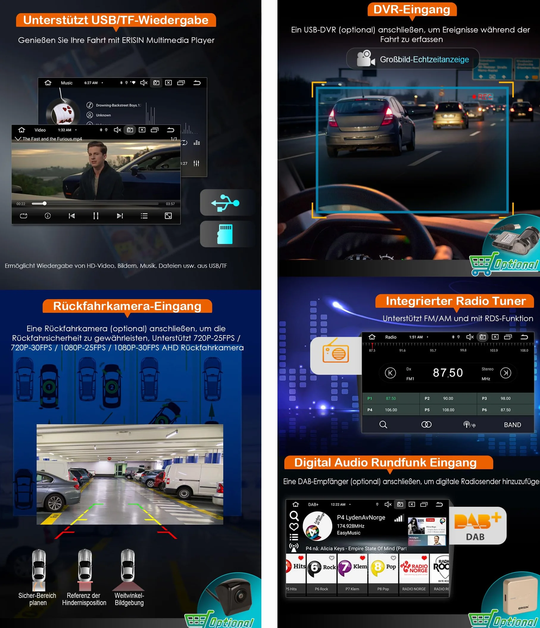 Erisin 8-rdzeniowy 4 GB + 64 GB 7 cali Android 14 radio samochodowe Nawigator GPS do Mercedes Klasy E W211 CLS W219 CarPlay bezprzewodowy Android Auto Bluetooth 5.0 WiFi DSP Dab+ FM RDS ekran dotykowy