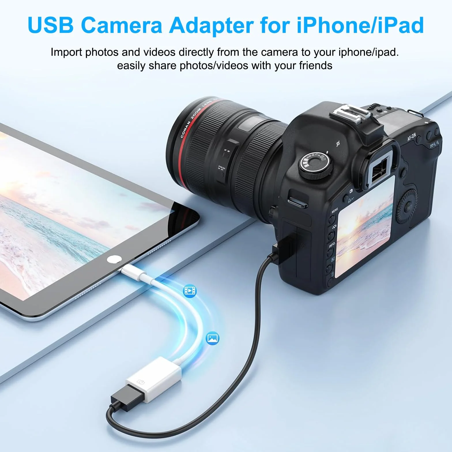 Adapter Lightning do USB MFi dla iPhone 14 13 12 11 iPada Air OTG