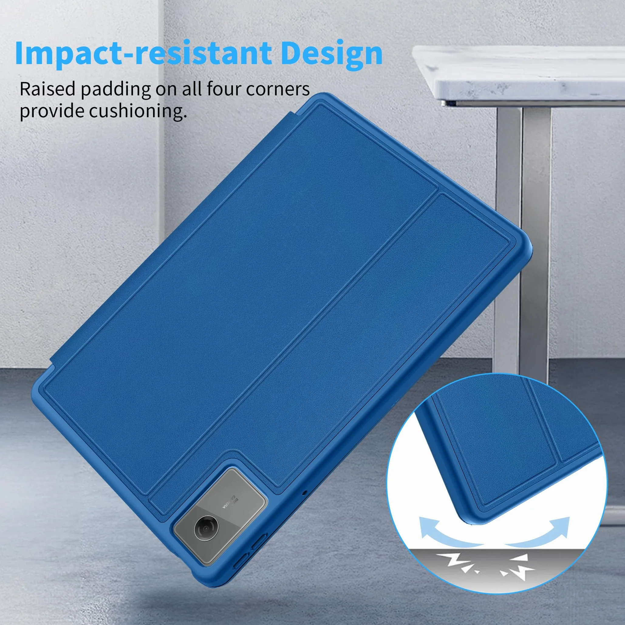 EasyAcc Etui do tabletu Lenovo Idea Tab 11 cali 2025 z uchwytem na długopis TB-336ZU TB-336FU, cienkie folio stojak etui ochronne na tablet, oglądanie pod wieloma kątami, morski błękit