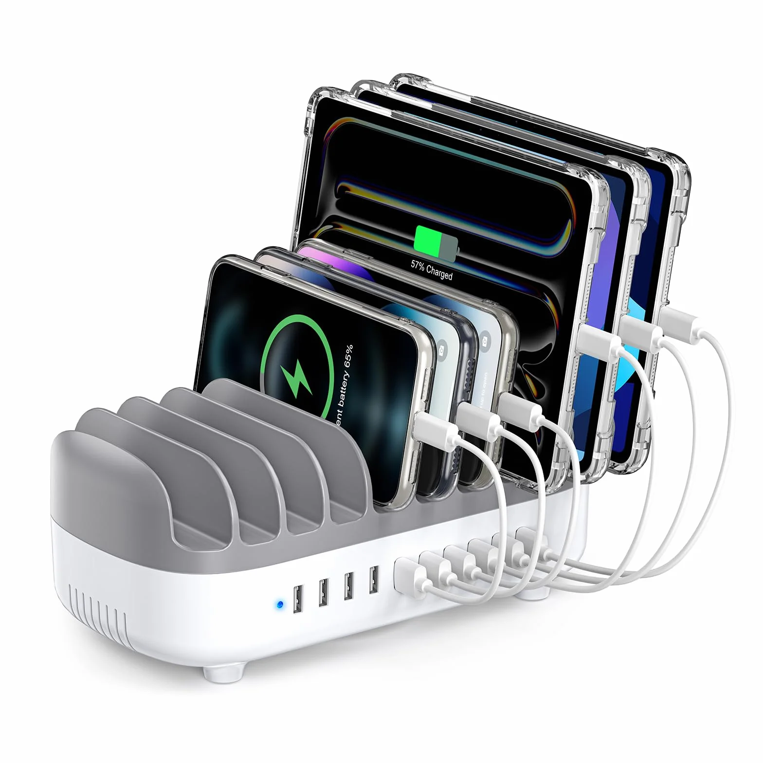120 W stacja ładująca do wielu ORICO 120W Charging Station for Multiple Devices, New Upgrade 10 Ports Smart USB Charging Station, Compatible with iPhone 15/14/13/12，iPads, Android Phone and Tablets