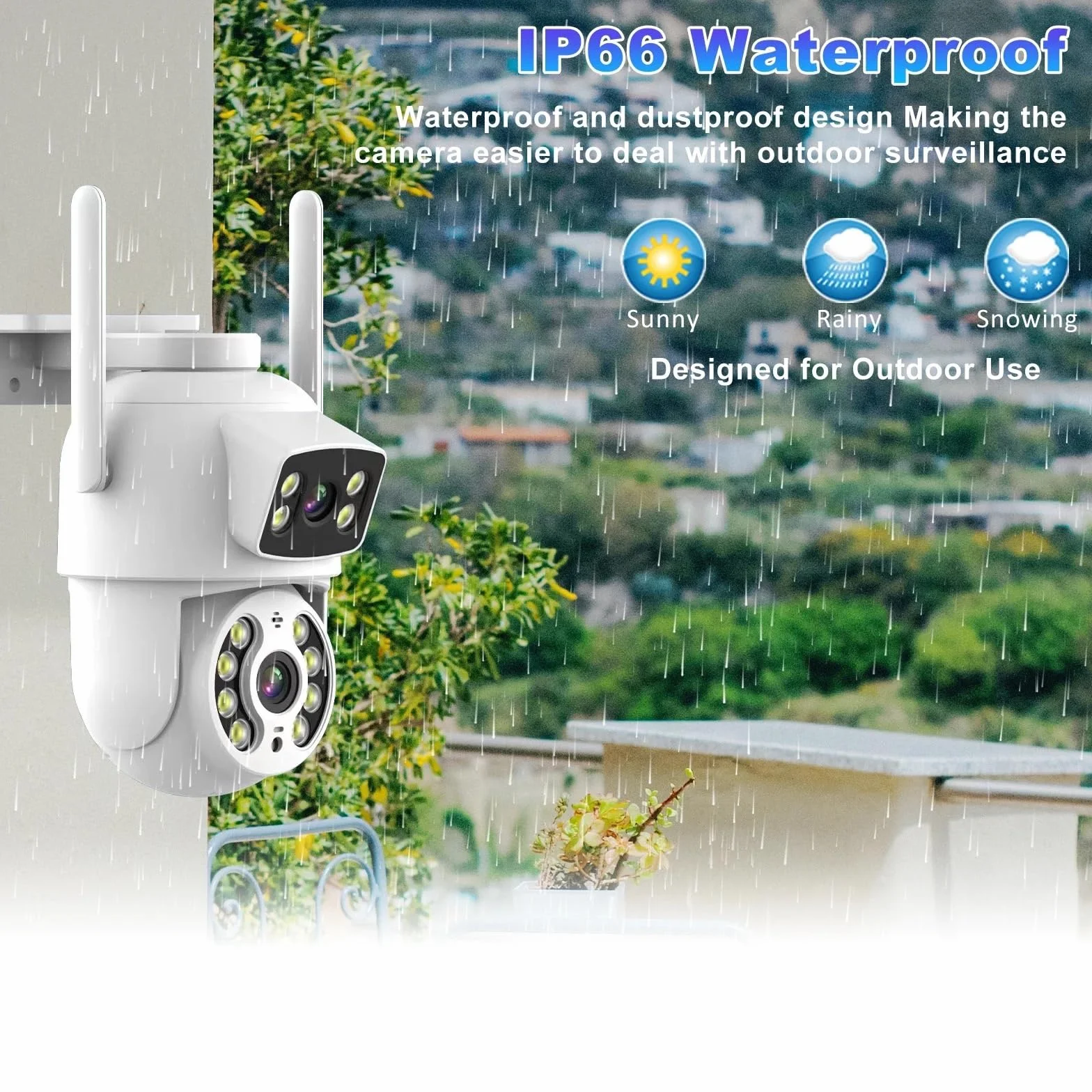 Zewnętrzna bezprzewodowa kamera IP 6MP z podwójnym obiektywem WiFi, monitoring CCTV, bezpieczeństwo domowe, wykrywanie osób, podwójny ekran(Add 64G)