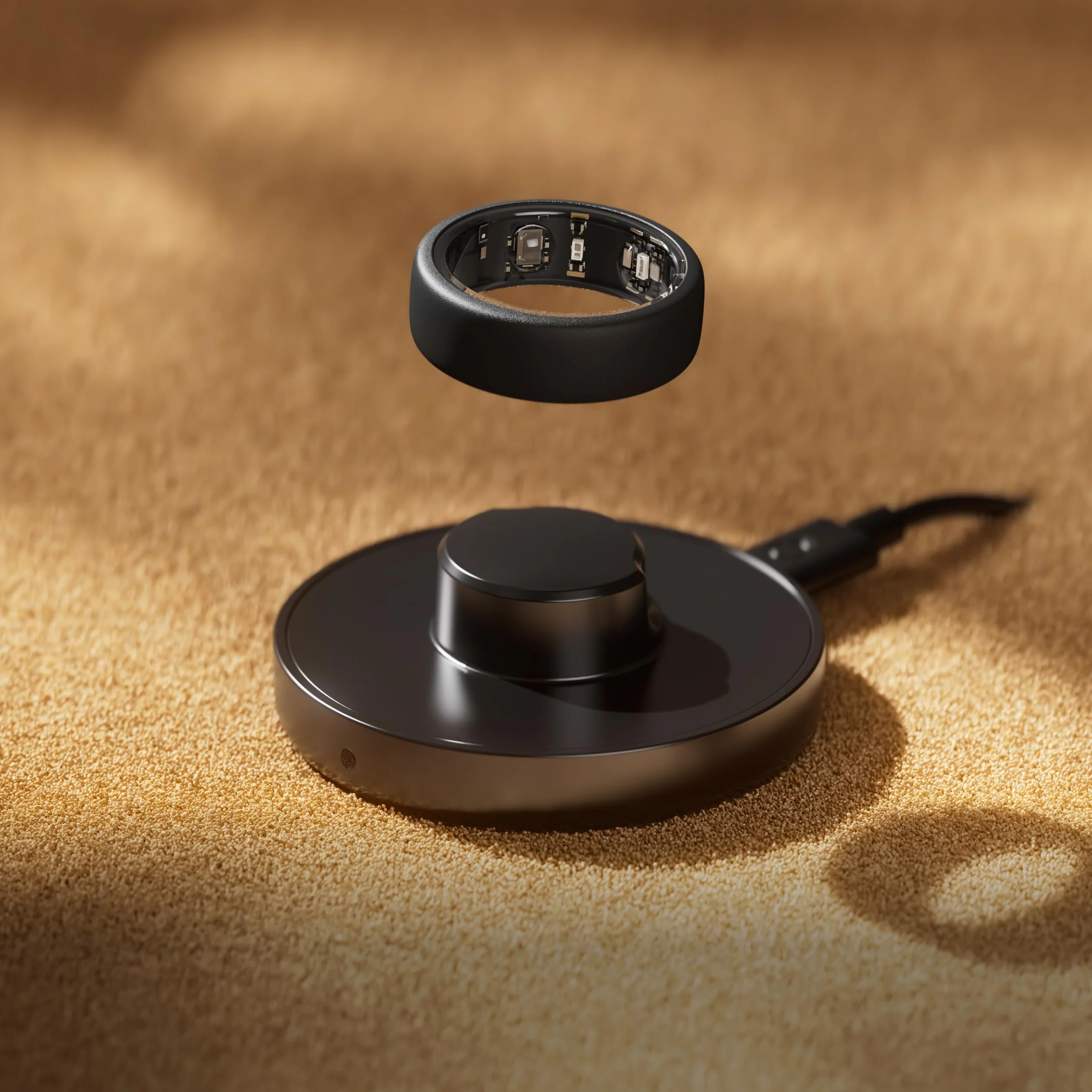 Oura Gen3 Smart Ring Ładowarka - Rozmiar 8 | Pelne naladowanie baterii w 60-80 min - Monitorowanie poziomu baterii w aplikacji Oura App - W zestawie z podkladka ladujaca i przewodem USB-C