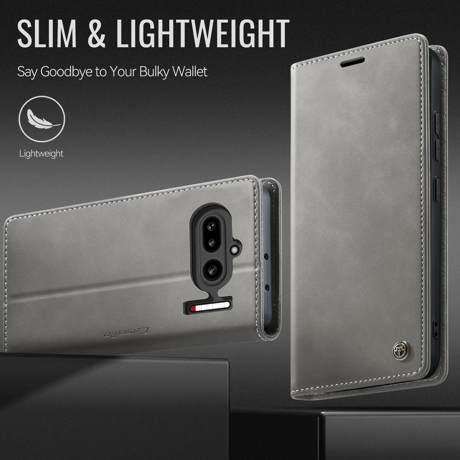 Etui na telefon komórkowy Nothing Phone (4a) Premium PU etui z klapką ze skóry RFID, składane, kieszeń na karty, funkcja stojaka, etui Nothing Phone (4a) - szare