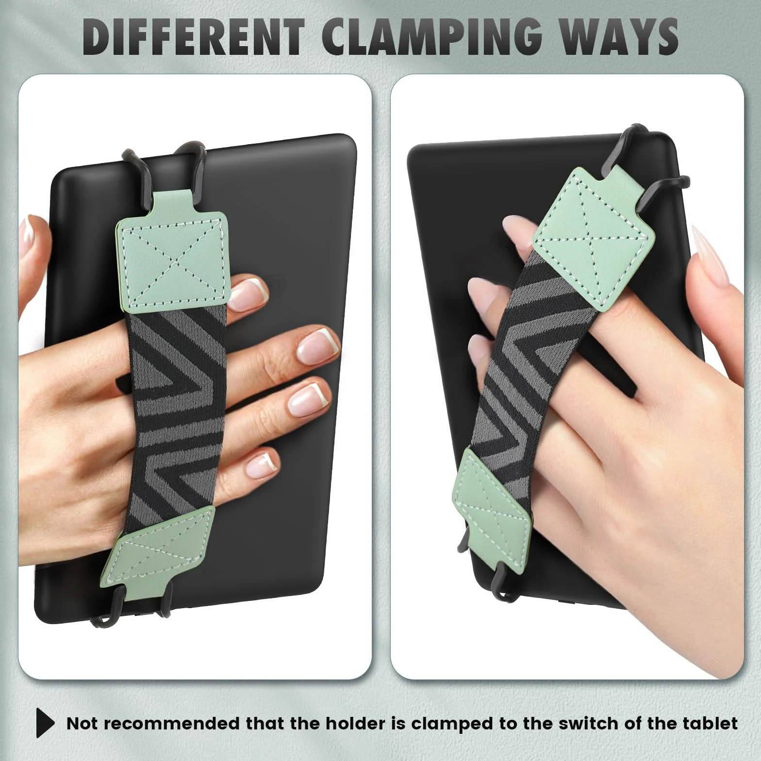 MoKo Security Hand-Strap for 6-8" Kindle eReaders Fire Tablet - Kindle/Kobo/Voyaga/Lenovo/Sony Kindle E-Book Tablet, High-elasticity Versatile Hand Strap Lightweight Finger Grip Holder, Mint Green