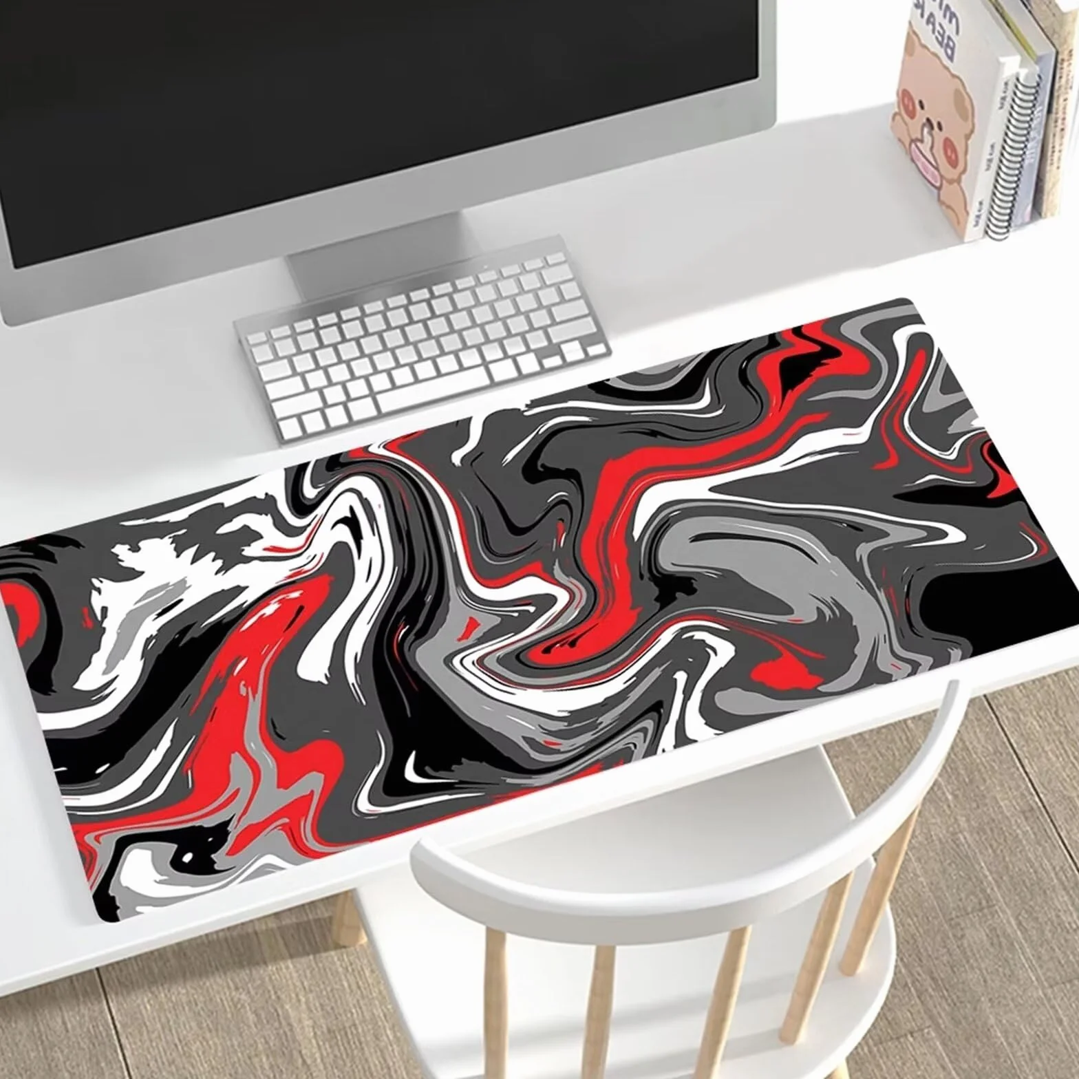Podkładka pod mysz do gier, 1000 x 500 x 3 mm, duża podkładka pod mysz, szara, czerwona czarna podkładka pod mysz, XXL, antypoślizgowa gumowa podkładka pod mysz, podkładka na biurko, do gier,