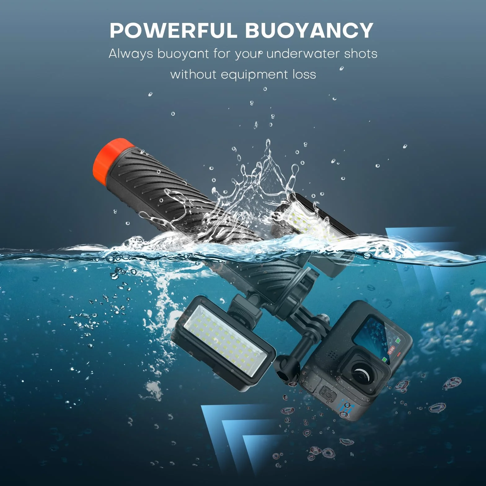 REYGEAK Pływający uchwyt do GoPro Hero 12/11/10/9, podwodny uchwyt ze smyczą, uchwyt pływający, wodoodporny kij do selfie kompatybilny z DJI Osmo Action 4 Isnta360 Ace pro