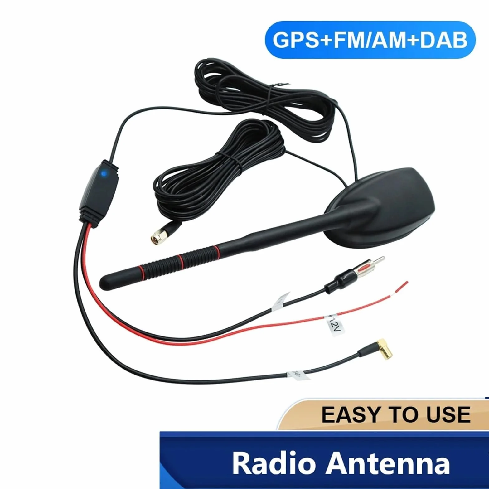 Anteny samochodowe Aktywna antena dachowa do samochodu DAB+GPS+FM ze wzmacniaczem, wodoodporna, pyłoszczelna