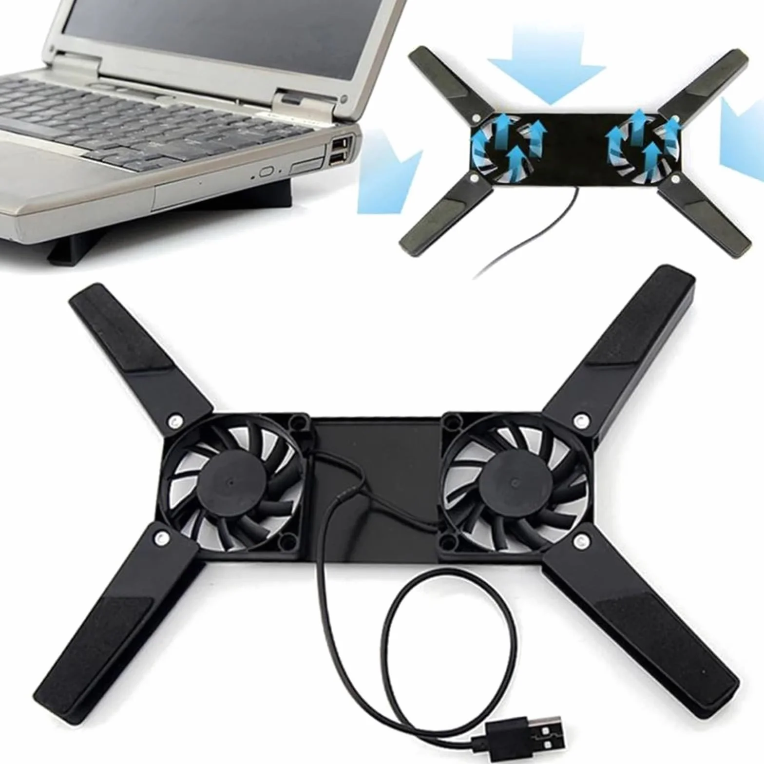 Laptop Cooler Podkładka chłodząca pod laptopa Zasilana przez USB podstawka chłodząca do laptopa z podwójnymi wentylatorami 60mm składana podkładka chłodząca do notebooka podkładka chłodząca do laptopa