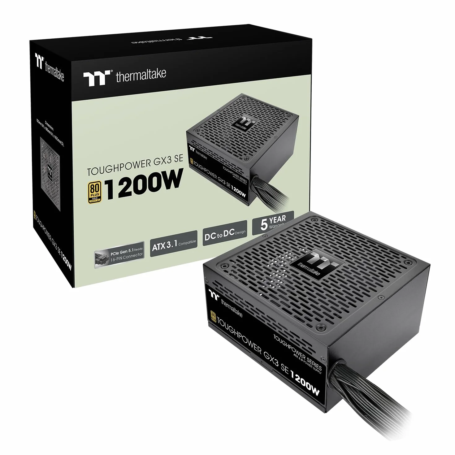 Thermaltake Toughpower GX3 SE 1200 W | ATX 3.0 | PCIe Gen 5 | 80 Plus Gold | Non‑Modular