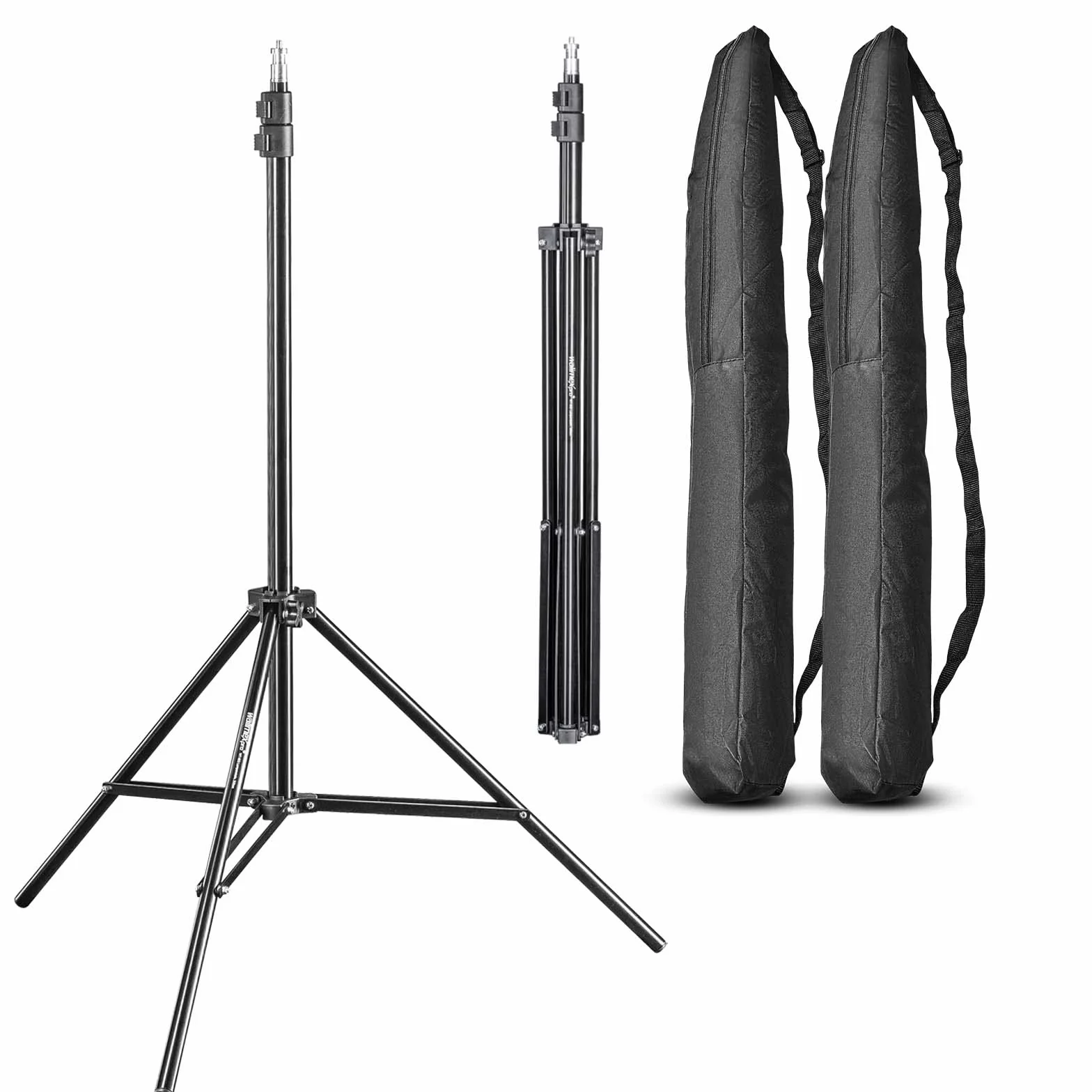 Walimex pro WT-803 2-częściowy zestaw statywów do lamp, 208 cm – lekki statyw świetlny z aluminium, wysokość maks. 208 cm, nośność 3,5 kg, do fotografii, studia, mobilnego, wideo, lampa błyskowa,