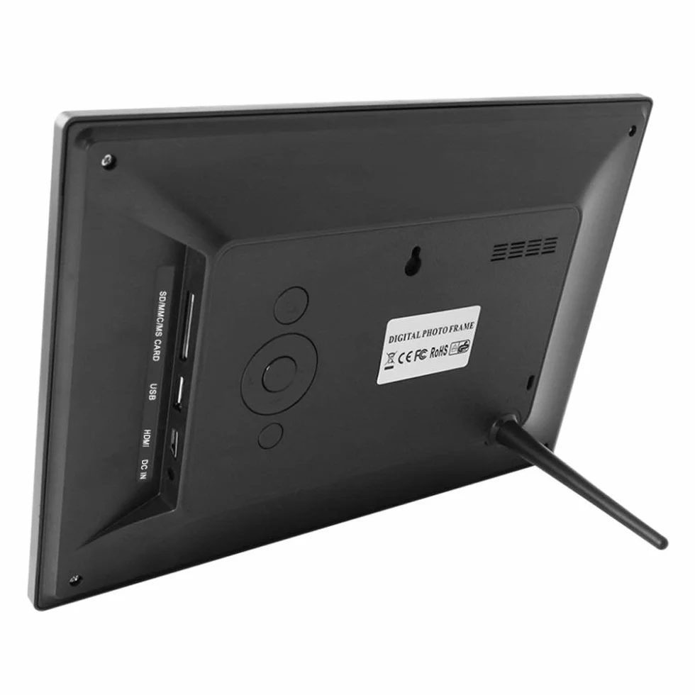 10-Calowa Cyfrowa Ramka Na Zdjęcia Led Lcd, Wyświetlacz Full Hd Ips 1024X600 - Drewniana Maszyna Reklamowa - Odtwarzacz Muzyki, Filmów I Zdjęć, Czarna.