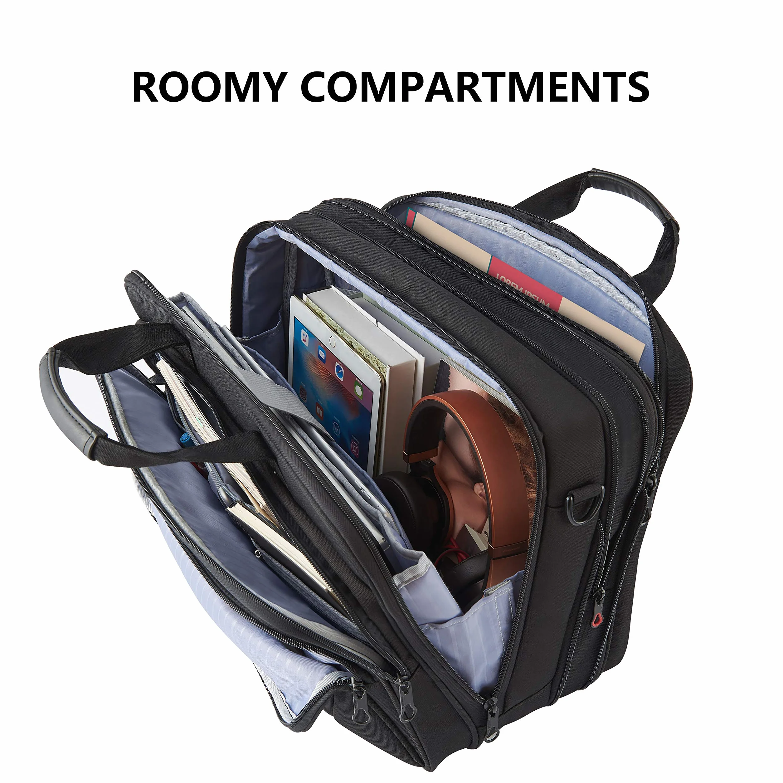 KROSER 18" torba na laptopa do 17,3" wodoodporna torba rozciągliwa teczka na ramię do podróży/biznesu/szkoły/mężczyźni/kobiety torba na laptopa