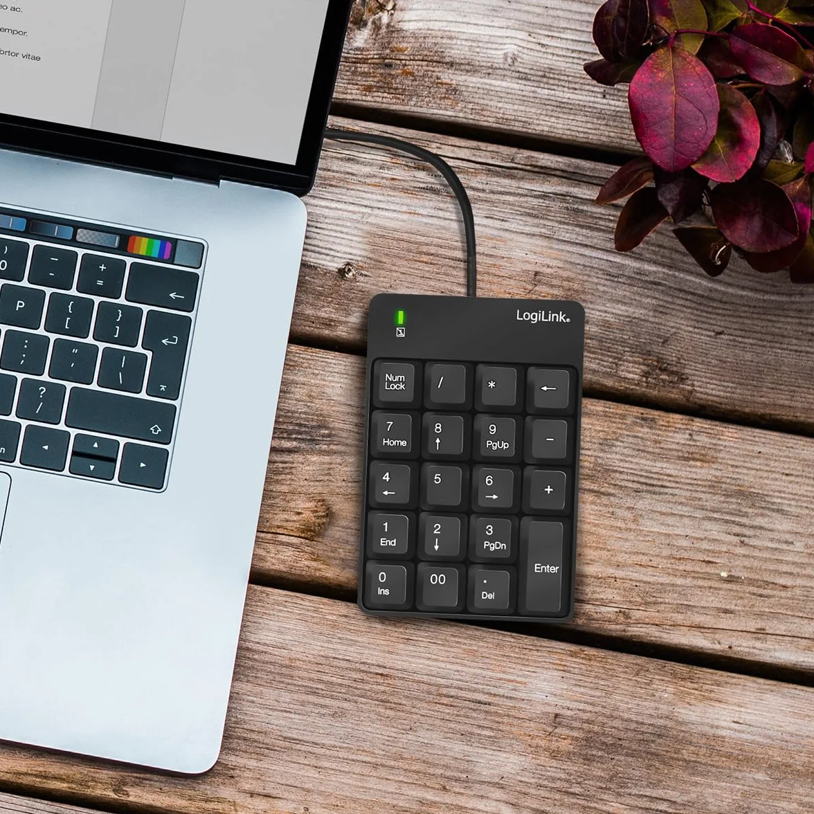 LogiLink ID0184 numeryczna klawiatura dodatkowa ze złączem USB ze wskaźnikiem aktywności LED, czarna