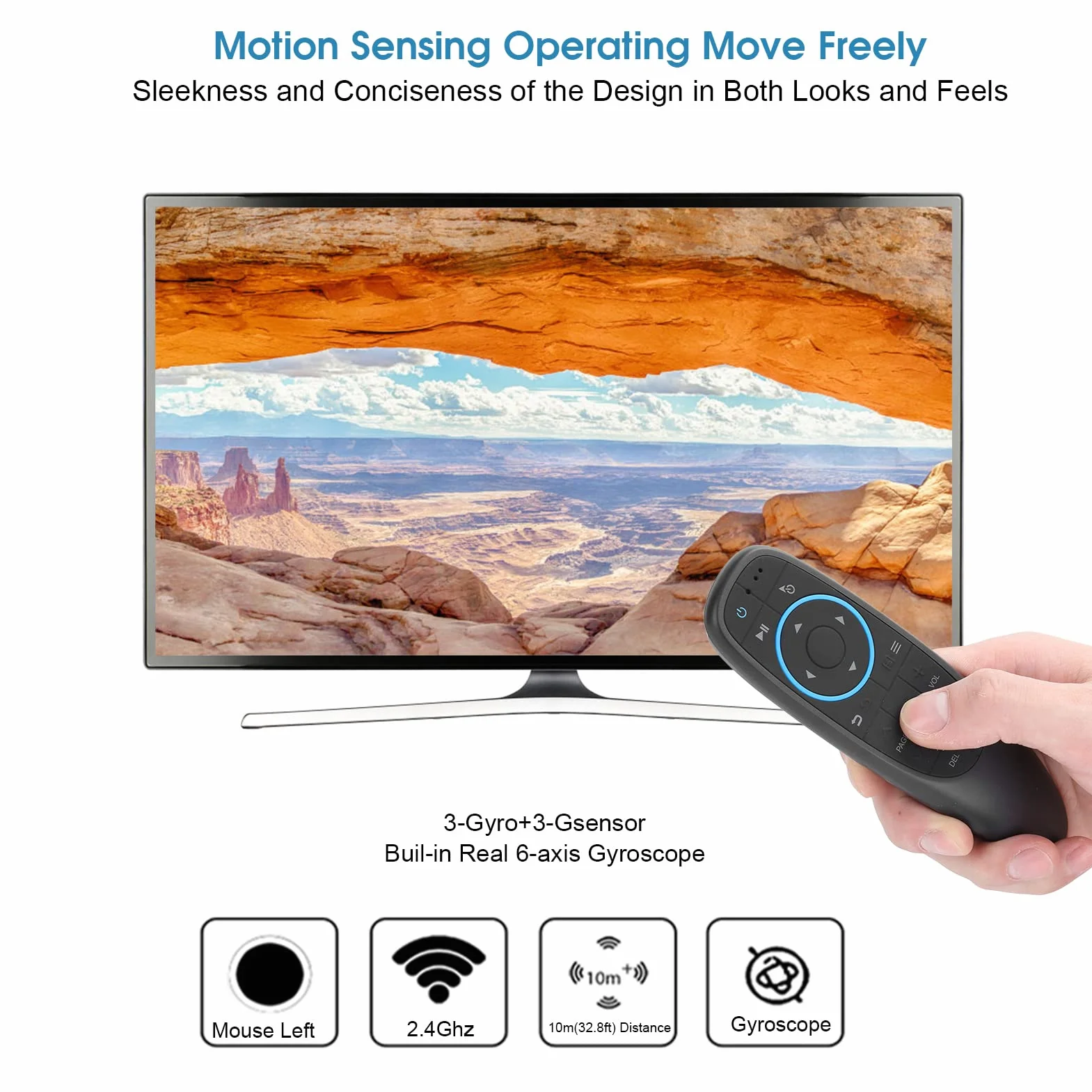 Air Fly Mouse, Bluetooth 5.0 Remote Smart Wireless Control Android TV Box Kombinacje Klawiatury Żyroskop Uchwyt do Gier z Czujnikiem Ruchu dla Android TV Box Wsparcie IR Learning