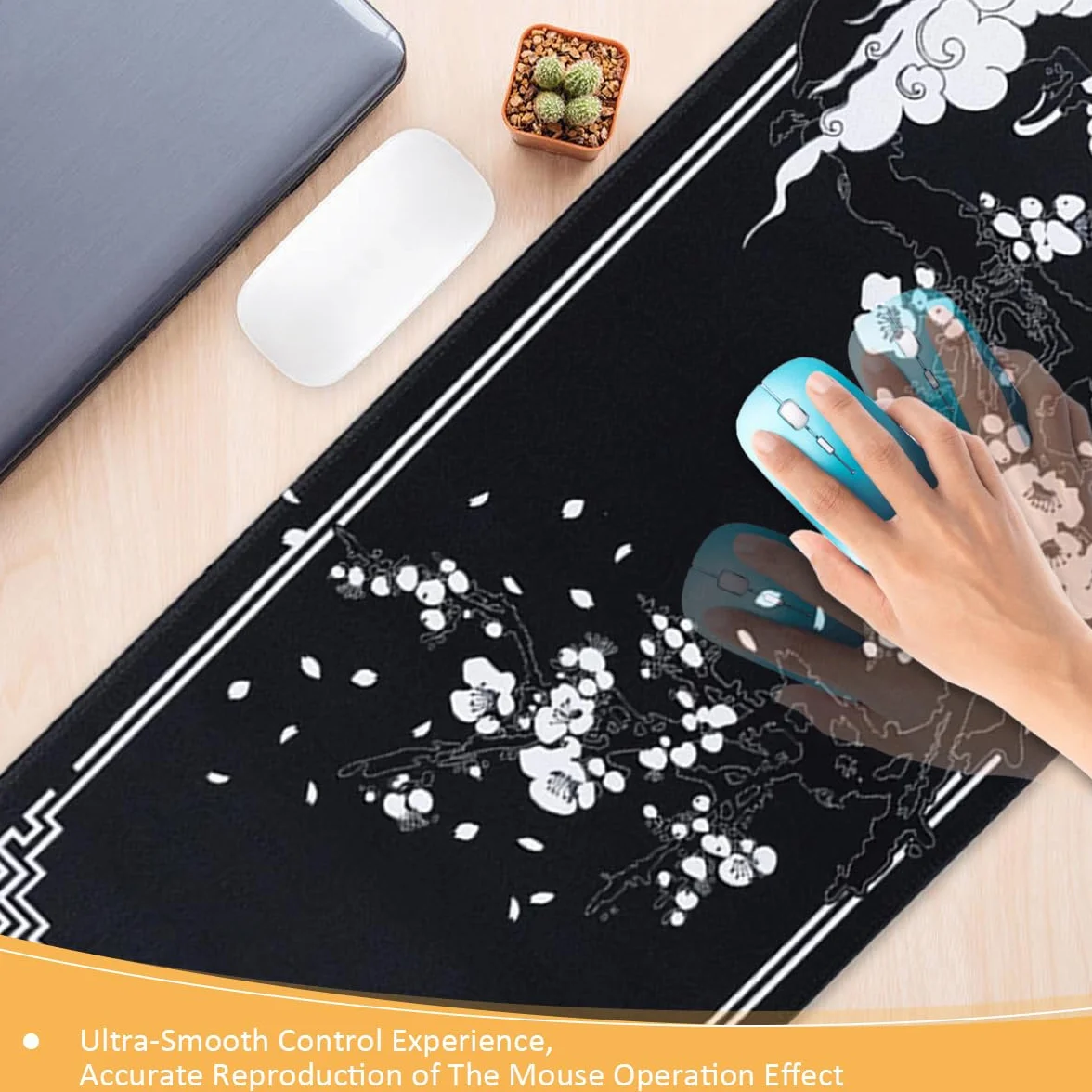 Japońska podkładka pod mysz do gier XXL 800 x 300 mm | Mousepad Japan, duża podkładka pod mysz, poprawia precyzję i prędkość, z wodoodporną i antypoślizgową podstawą